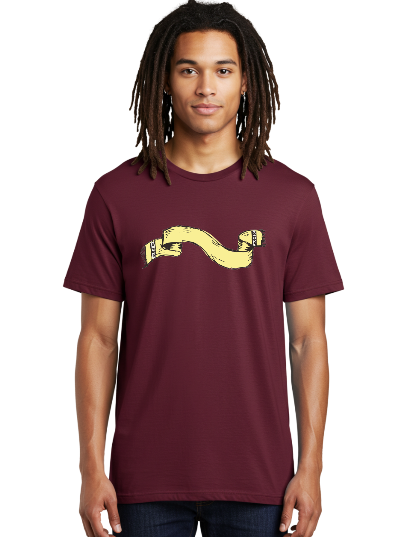 Yellow-Ribbon Men'S Graphic Tee, 100% Cotton, Comfortable Casual Summer Wear, Machine Washable, Parallax Banner, Ribbon Decoration, Vintage Design, Hand-Drawn Illustration, Scroll Element, Banner Template, Retro Style, Decorative Ribbon Aab184 14