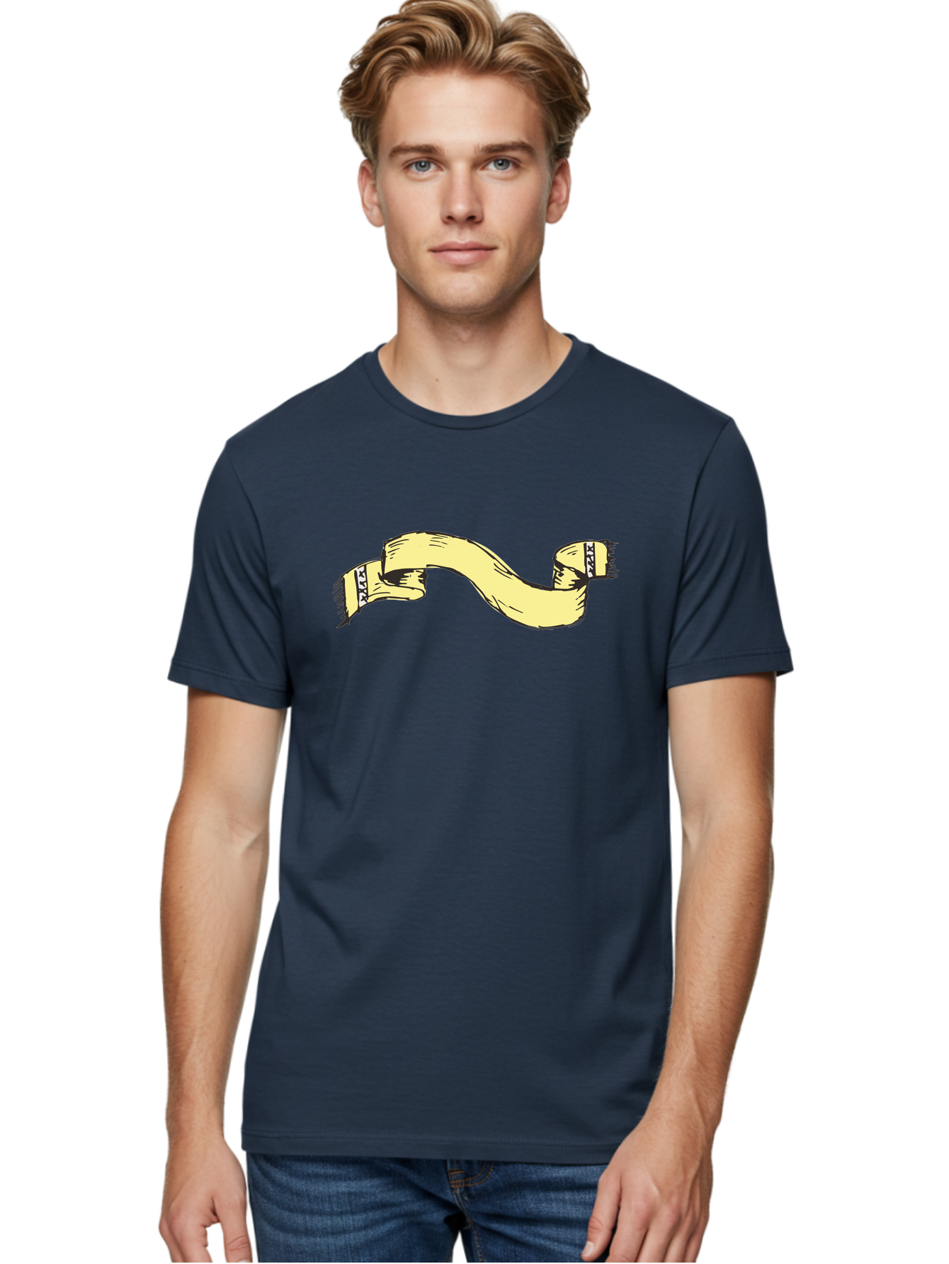 Yellow-Ribbon Men'S Graphic Tee, 100% Cotton, Comfortable Casual Summer Wear, Machine Washable, Parallax Banner, Ribbon Decoration, Vintage Design, Hand-Drawn Illustration, Scroll Element, Banner Template, Retro Style, Decorative Ribbon Aab184 20