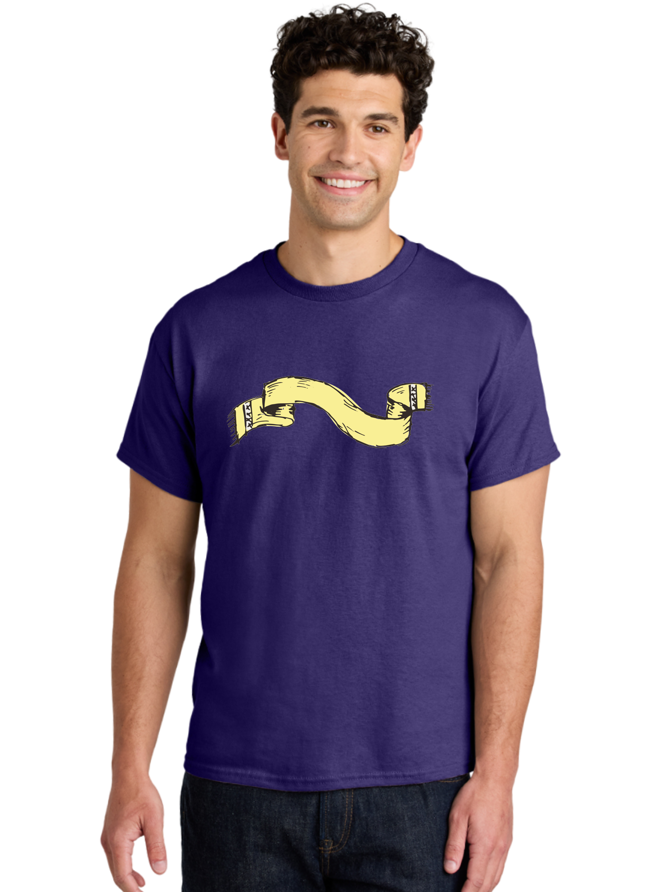 Yellow-Ribbon Men'S Graphic Tee, 100% Cotton, Comfortable Casual Summer Wear, Machine Washable, Parallax Banner, Ribbon Decoration, Vintage Design, Hand-Drawn Illustration, Scroll Element, Banner Template, Retro Style, Decorative Ribbon Aab184 22