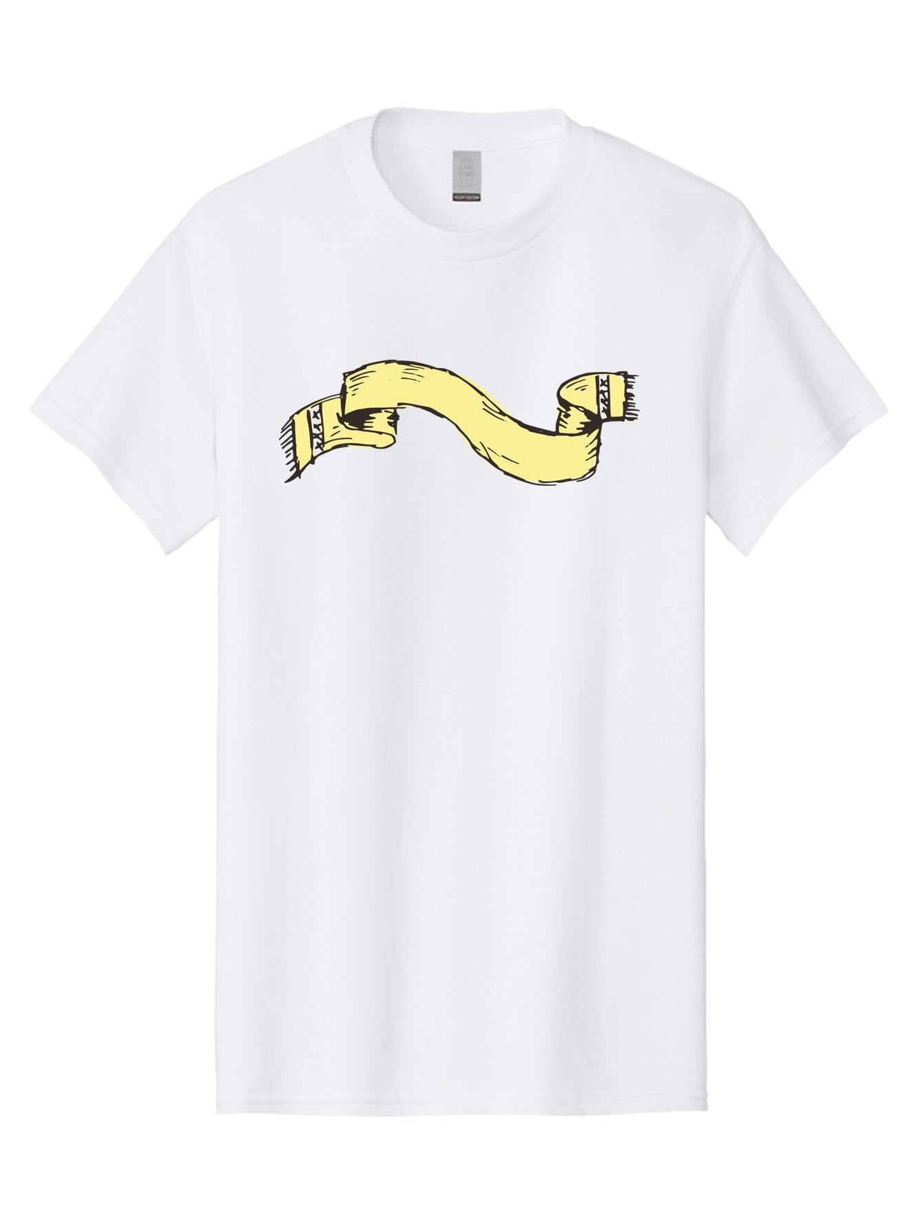 Yellow-Ribbon Men'S Graphic Tee, 100% Cotton, Comfortable Casual Summer Wear, Machine Washable, Parallax Banner, Ribbon Decoration, Vintage Design, Hand-Drawn Illustration, Scroll Element, Banner Template, Retro Style, Decorative Ribbon Aab184