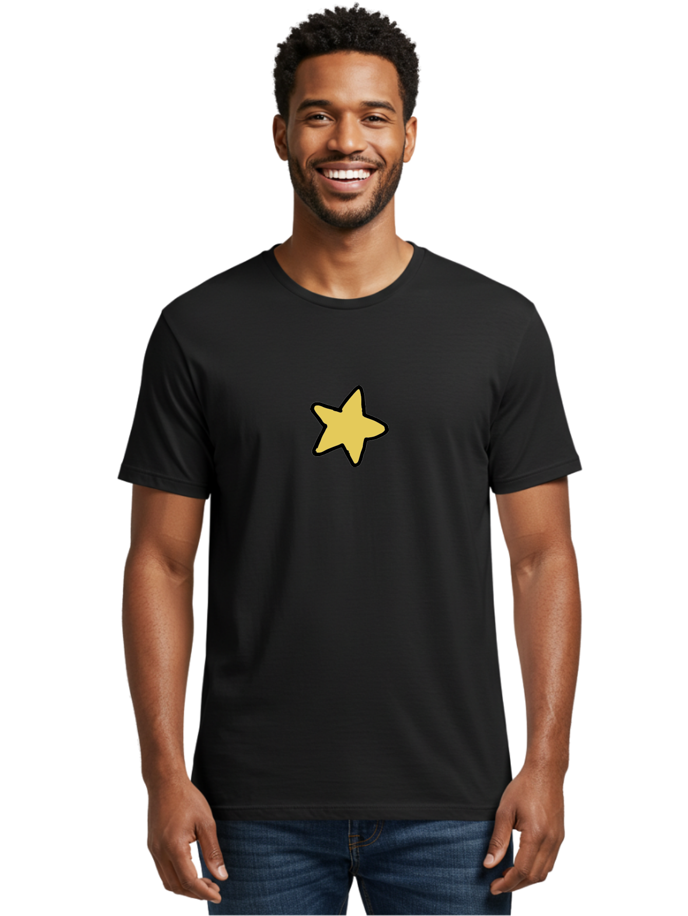 Yellow-Star-1 Men'S Graphic Tee, 100% Cotton, Comfortable Casual Summer Wear, Machine Washable, Yellow Star, Five-Pointed Star, Cartoon Star, Simple Design, Minimalist Artwork, Symbolic Icon, Celestial Body, Hand-Drawn Illustration Aab185 12