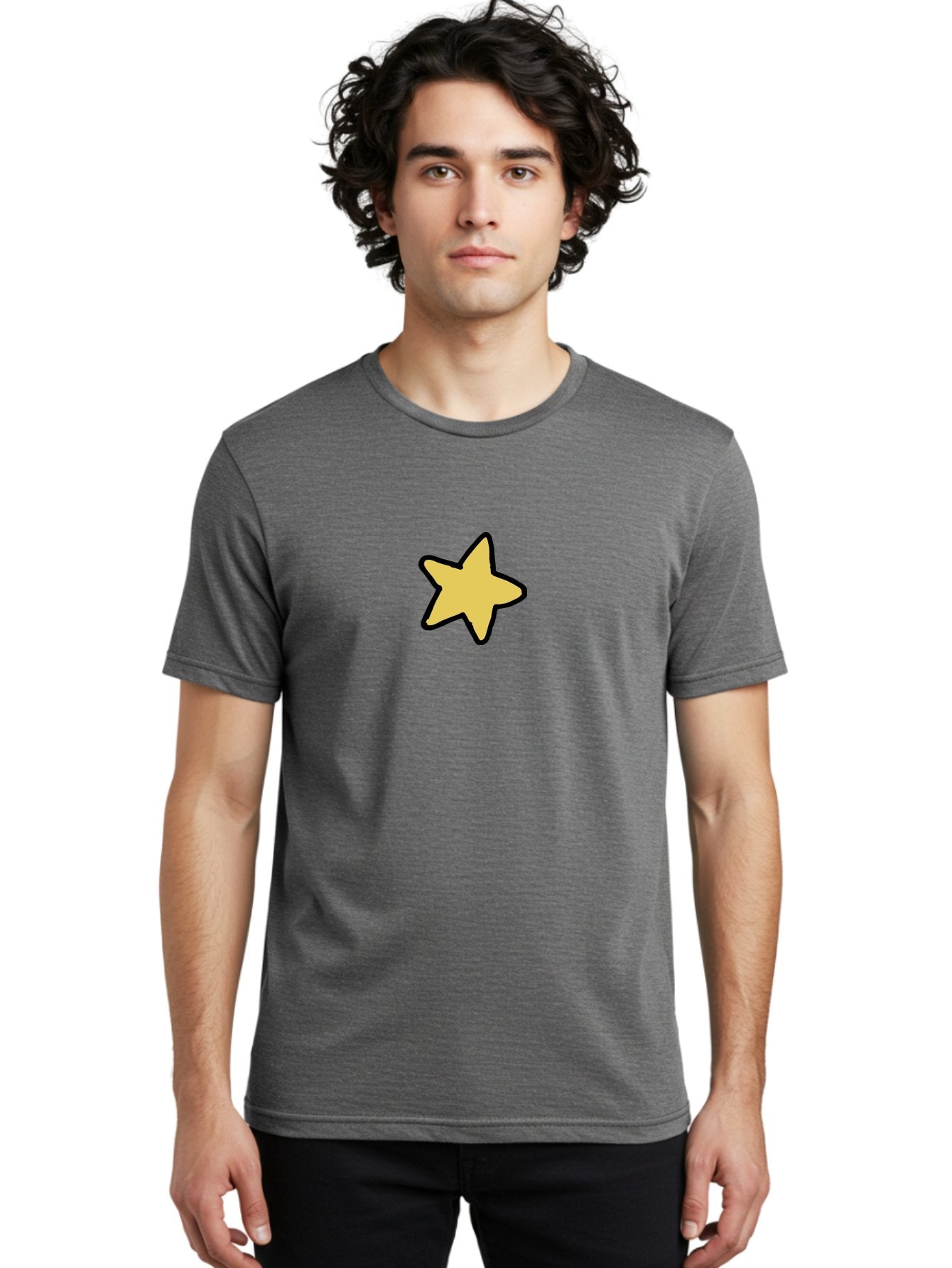 Yellow-Star-1 Men'S Graphic Tee, 100% Cotton, Comfortable Casual Summer Wear, Machine Washable, Yellow Star, Five-Pointed Star, Cartoon Star, Simple Design, Minimalist Artwork, Symbolic Icon, Celestial Body, Hand-Drawn Illustration Aab185 30