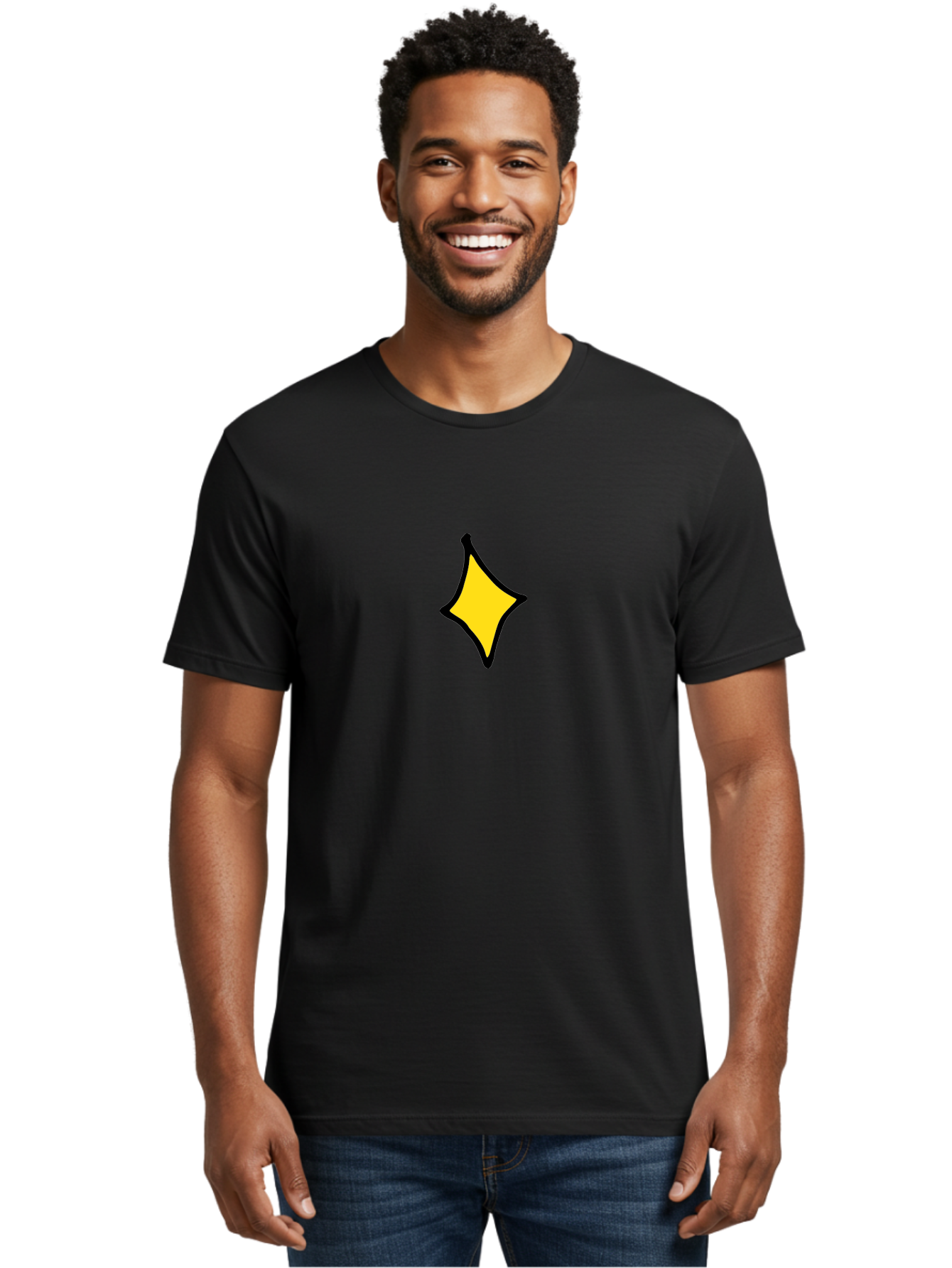 Yellow-Star-2 Men'S Graphic Tee, 100% Cotton, Comfortable Casual Summer Wear, Machine Washable, Yellow Star, Abstract Shape, Graphic Design, Minimalist Art, Simple Icon, Cartoon Style, Whimsical Symbol, Digital Illustration, Modern Graphic Aab186 24