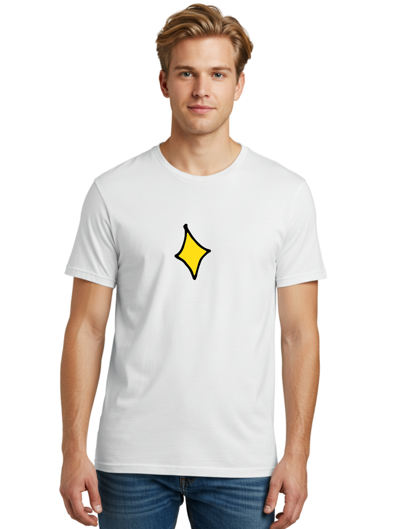 Yellow-Star-2 Men'S Graphic Tee, 100% Cotton, Comfortable Casual Summer Wear, Machine Washable, Yellow Star, Abstract Shape, Graphic Design, Minimalist Art, Simple Icon, Cartoon Style, Whimsical Symbol, Digital Illustration, Modern Graphic Aab186 6