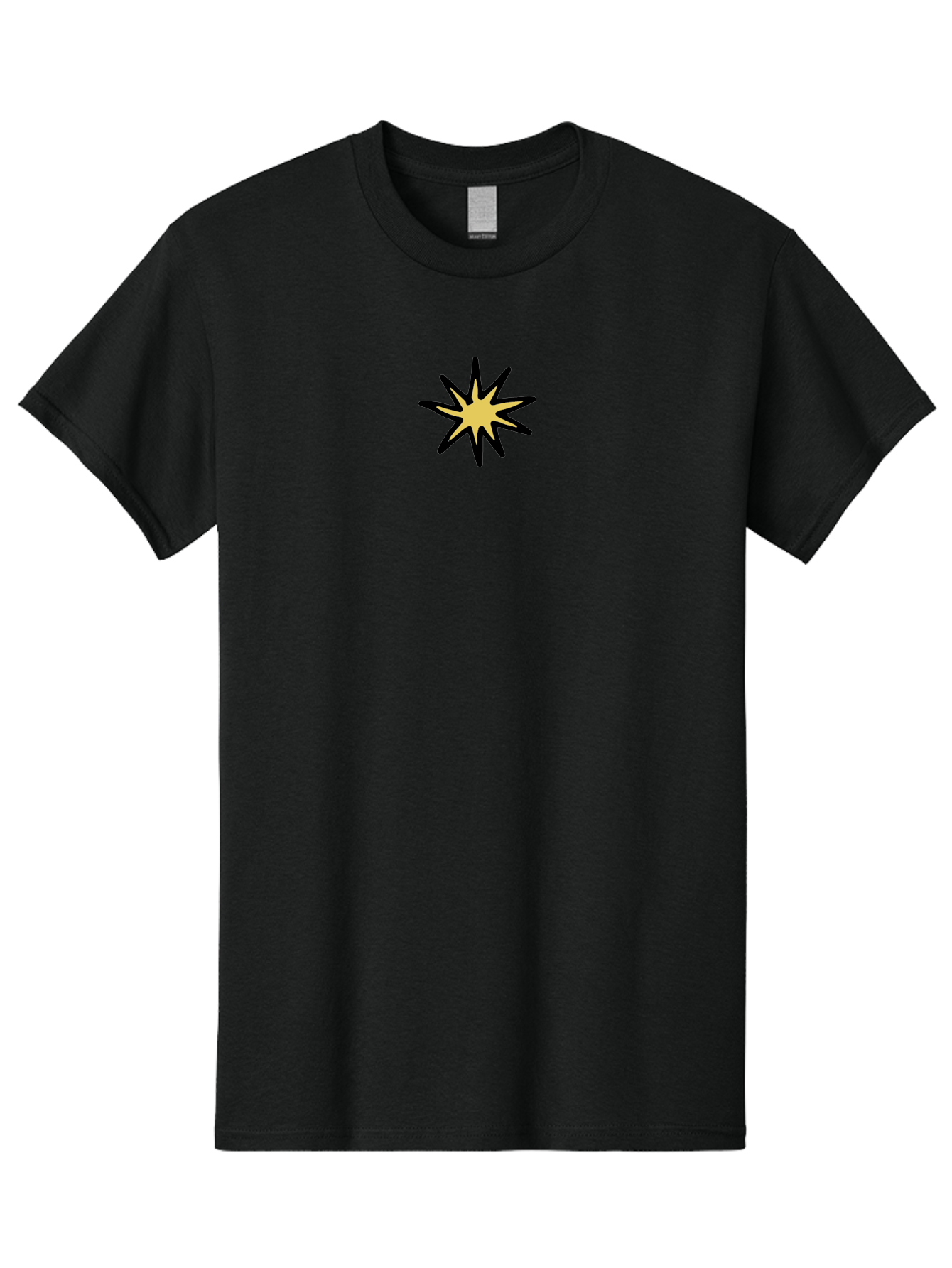 Yellow-Star Men'S Graphic Tee, 100% Cotton, Comfortable Casual Summer Wear, Machine Washable, Hand-Drawn Star, Black And Yellow, Cartoon Style, Comic Book, Illustration, Graphic Design, Bold Lines Aab187 17