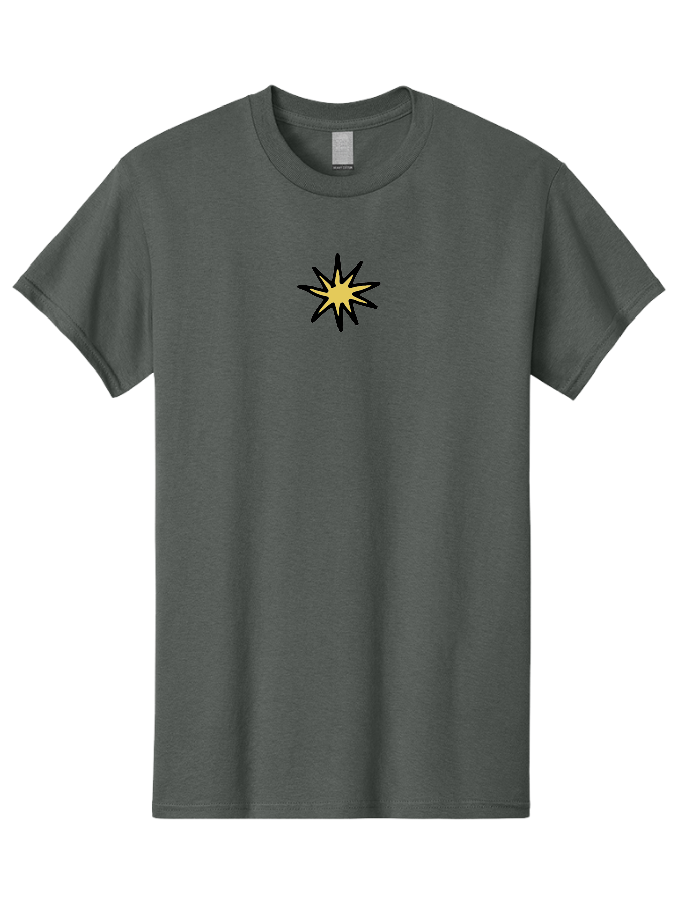 Yellow-Star Men'S Graphic Tee, 100% Cotton, Comfortable Casual Summer Wear, Machine Washable, Hand-Drawn Star, Black And Yellow, Cartoon Style, Comic Book, Illustration, Graphic Design, Bold Lines Aab187 9