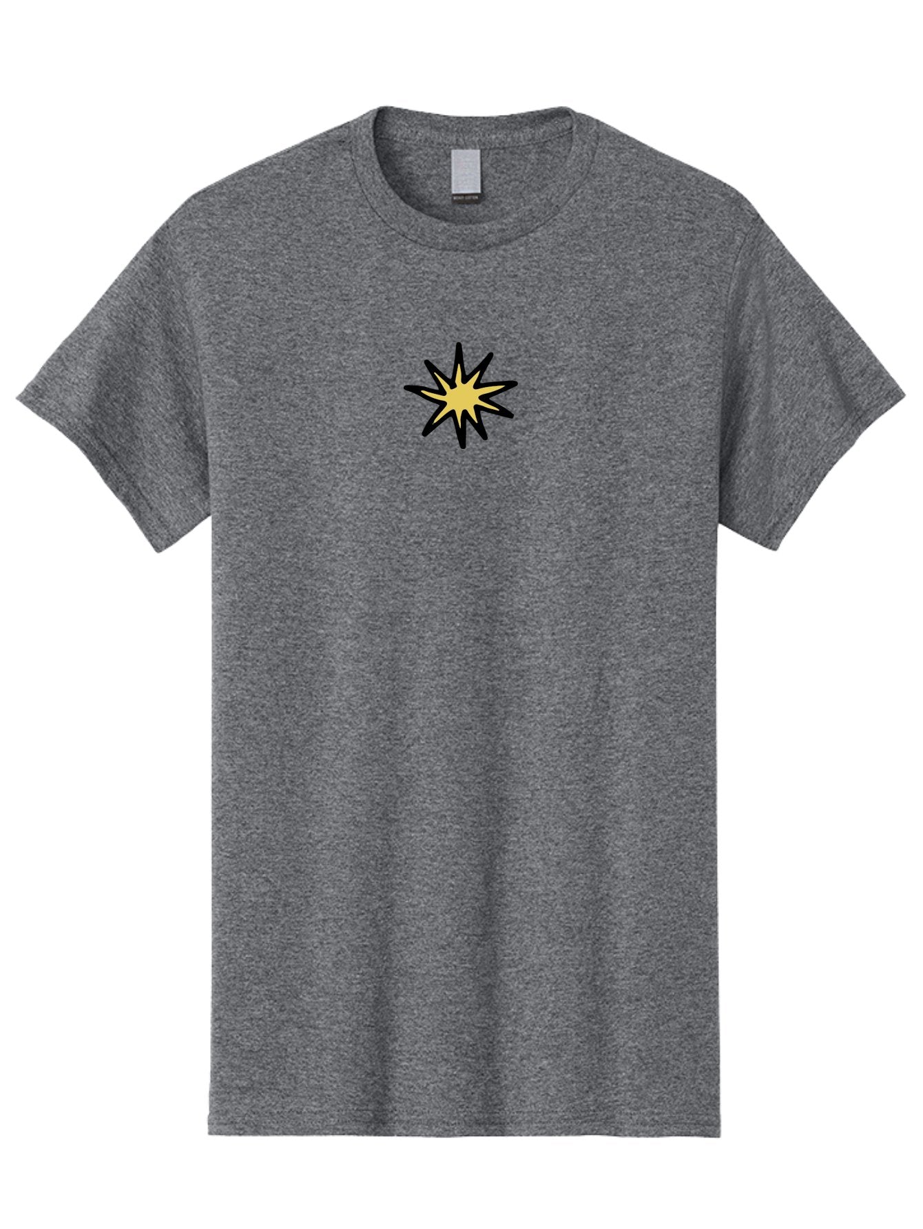 Yellow-Star Men'S Graphic Tee, 100% Cotton, Comfortable Casual Summer Wear, Machine Washable, Hand-Drawn Star, Black And Yellow, Cartoon Style, Comic Book, Illustration, Graphic Design, Bold Lines Aab187 4