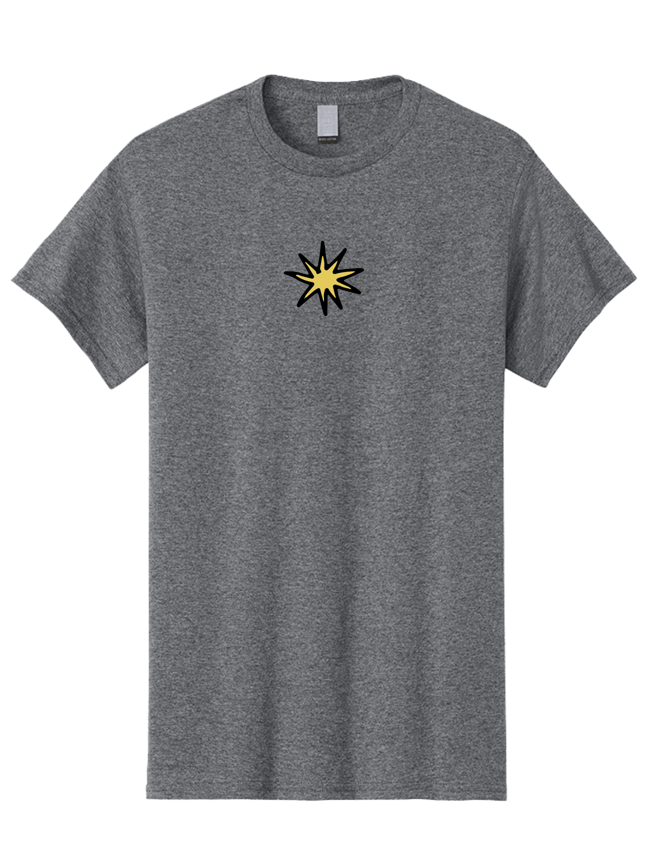Yellow-Star Men'S Graphic Tee, 100% Cotton, Comfortable Casual Summer Wear, Machine Washable, Hand-Drawn Star, Black And Yellow, Cartoon Style, Comic Book, Illustration, Graphic Design, Bold Lines Aab187 23