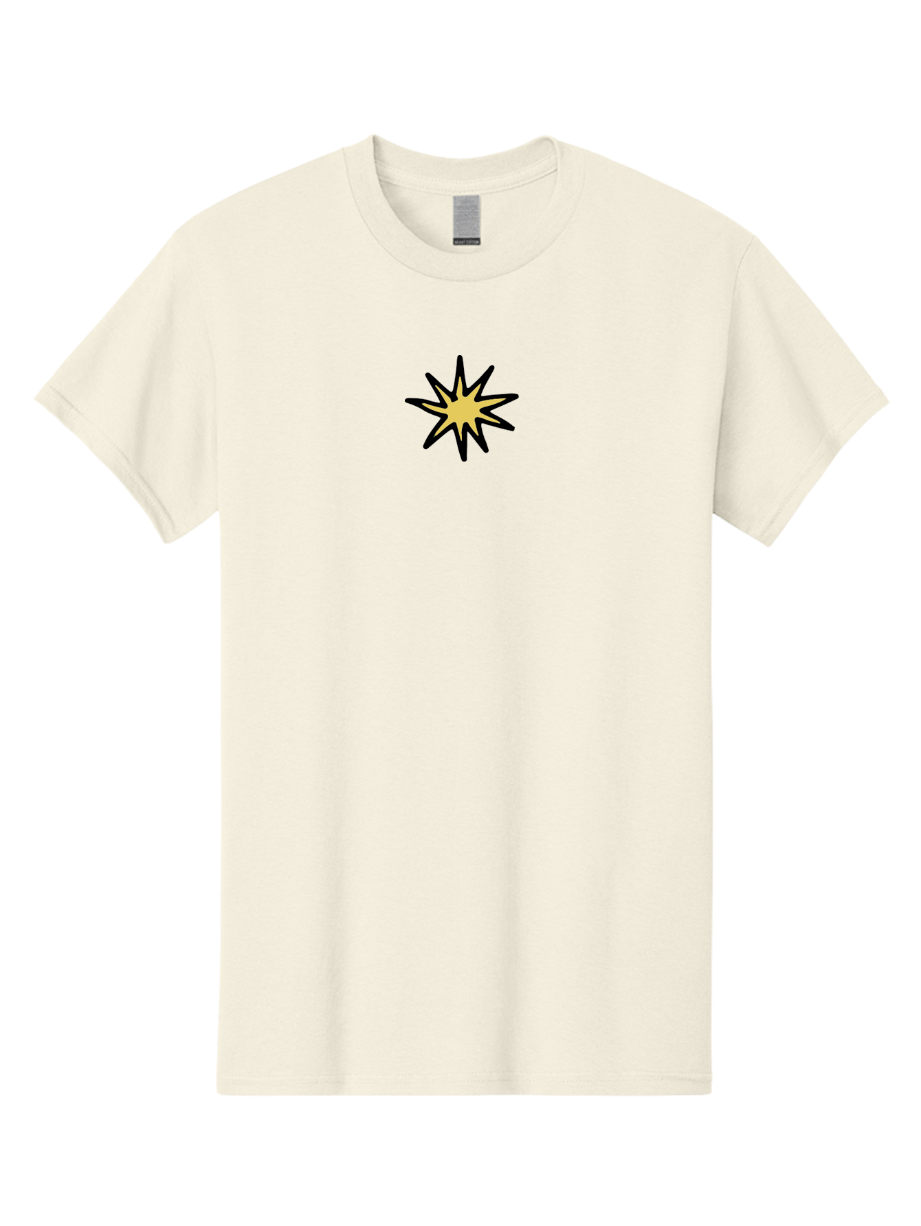 Yellow-Star Men'S Graphic Tee, 100% Cotton, Comfortable Casual Summer Wear, Machine Washable, Hand-Drawn Star, Black And Yellow, Cartoon Style, Comic Book, Illustration, Graphic Design, Bold Lines Aab187 21