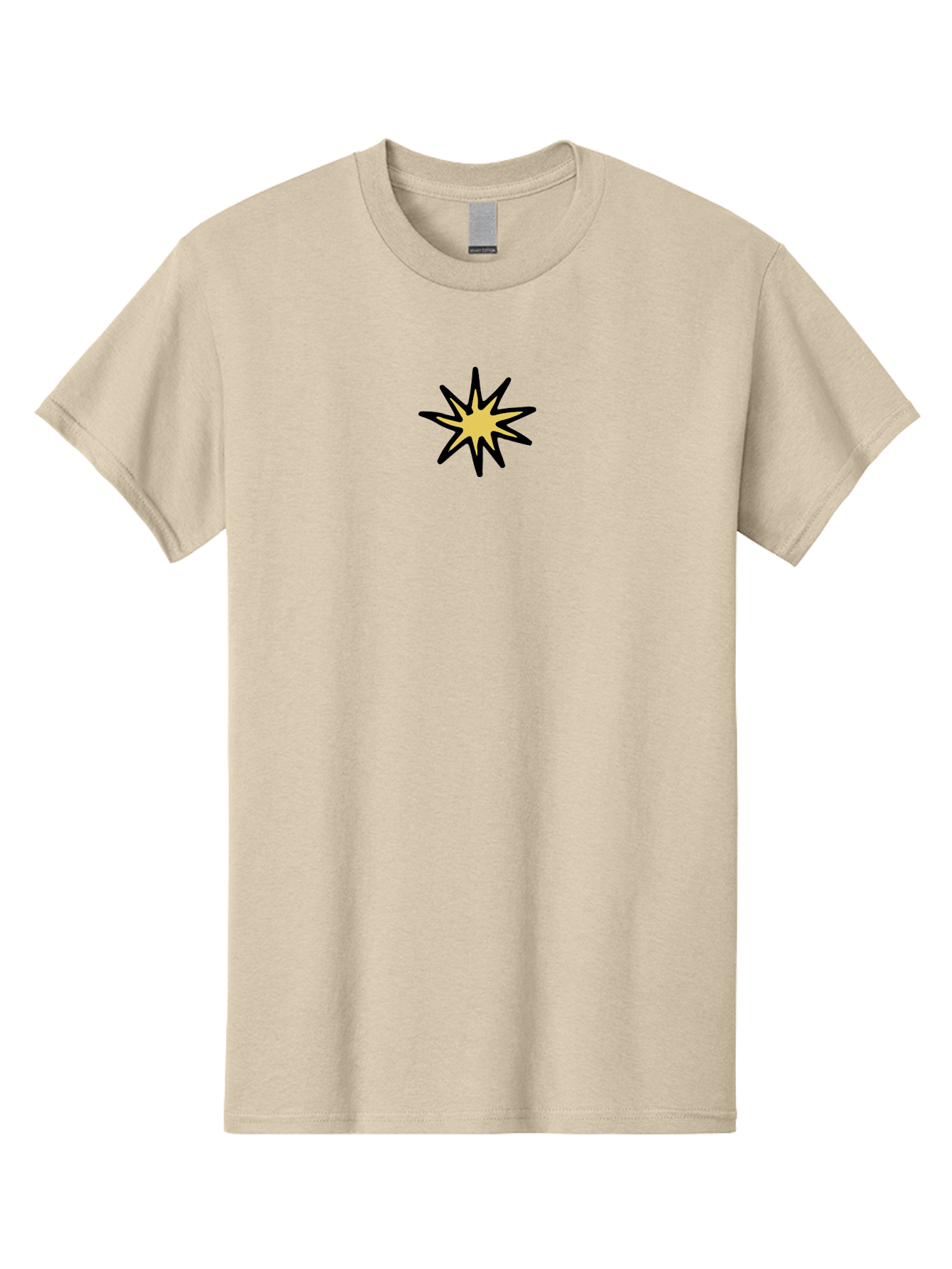 Yellow-Star Men'S Graphic Tee, 100% Cotton, Comfortable Casual Summer Wear, Machine Washable, Hand-Drawn Star, Black And Yellow, Cartoon Style, Comic Book, Illustration, Graphic Design, Bold Lines Aab187 29