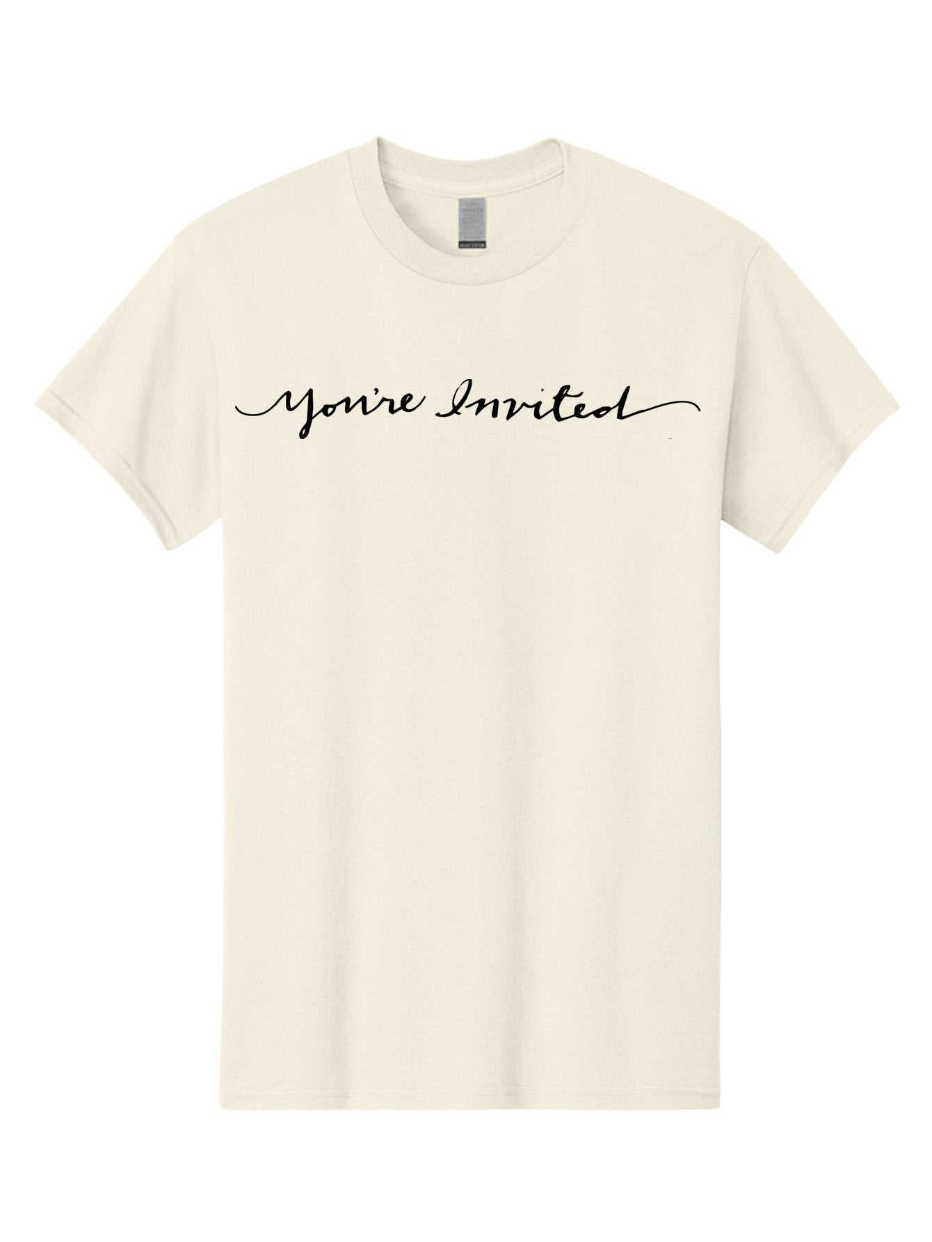 You-Re-Invited Men'S Graphic Tee, 100% Cotton, Comfortable Casual Summer Wear, Machine Washable, Party Invitation, Formal Event, Elegant Script, Black Text, Special Occasion, Invitation Card, Event Announcement, Formal Gathering, Aab189 9