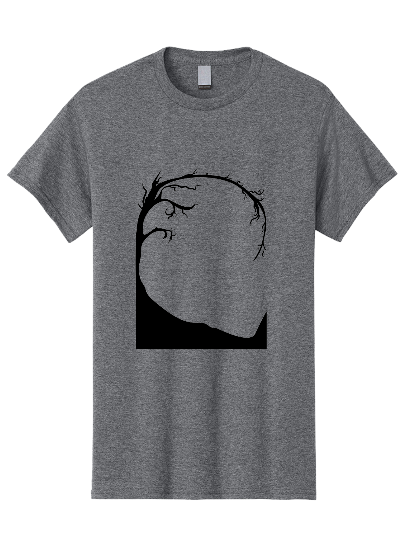 A-Tree-Silhouette Men'S Graphic Tee, 100% Cotton, Comfortable Casual Summer Wear, Machine Washable, Twisted Tree Branches, Bare Tree Silhouette, Abstract Tree Design, Minimalist Art, Black Tree On Green, Surreal Landscape, Eerie Atmosphere Aab190 7