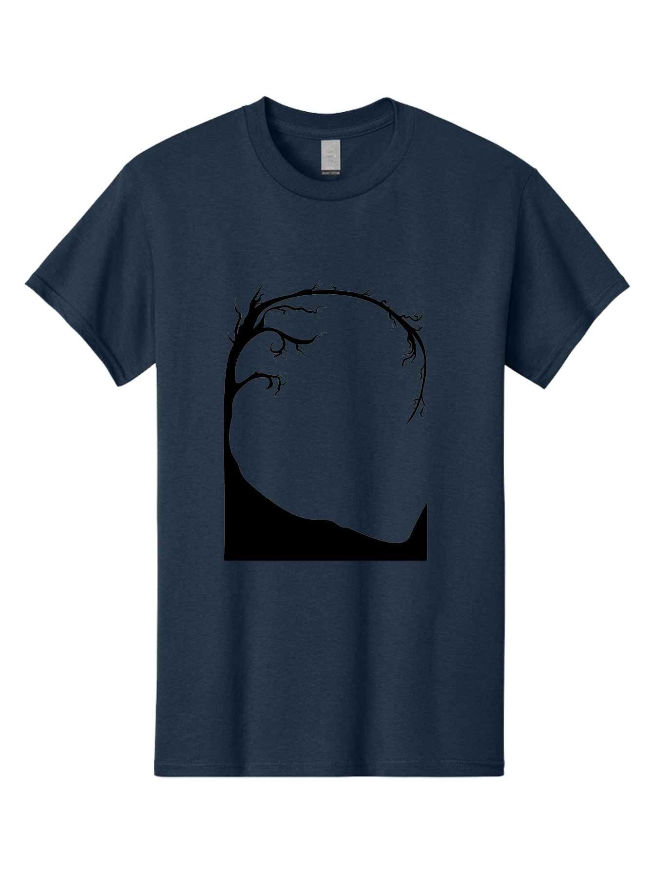 A-Tree-Silhouette Men'S Graphic Tee, 100% Cotton, Comfortable Casual Summer Wear, Machine Washable, Twisted Tree Branches, Bare Tree Silhouette, Abstract Tree Design, Minimalist Art, Black Tree On Green, Surreal Landscape, Eerie Atmosphere Aab190 21