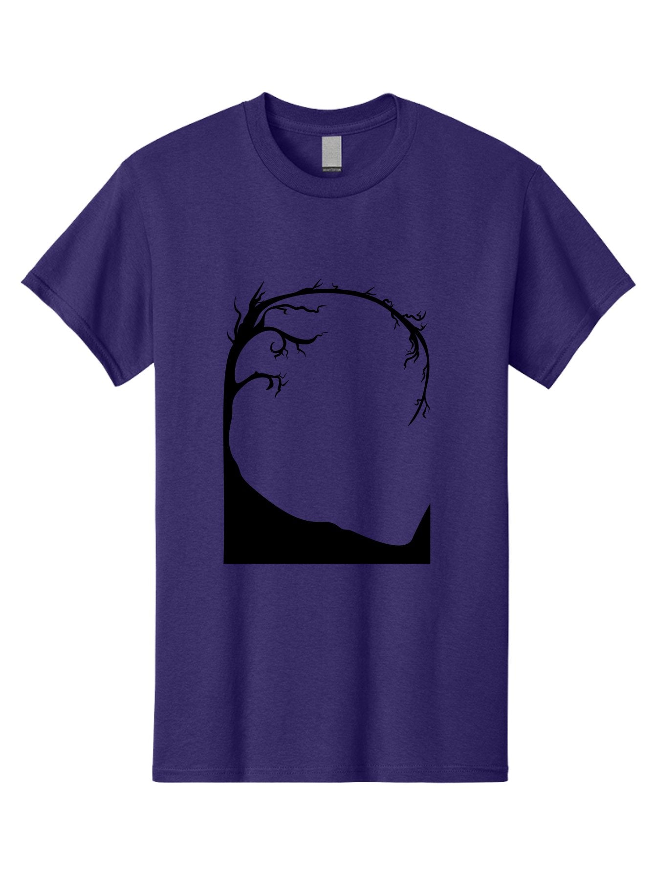 A-Tree-Silhouette Men'S Graphic Tee, 100% Cotton, Comfortable Casual Summer Wear, Machine Washable, Twisted Tree Branches, Bare Tree Silhouette, Abstract Tree Design, Minimalist Art, Black Tree On Green, Surreal Landscape, Eerie Atmosphere Aab190 5