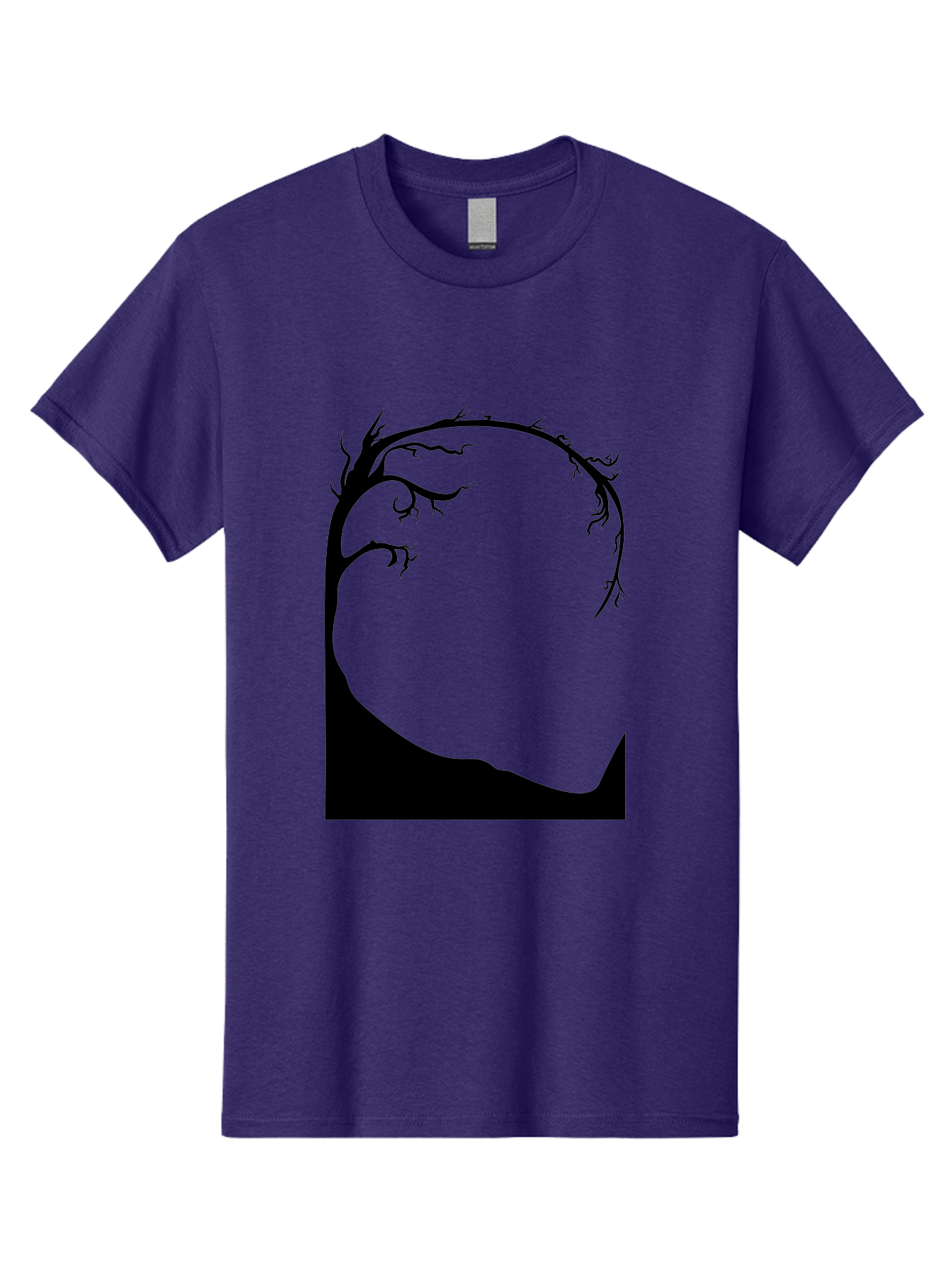 A-Tree-Silhouette Men'S Graphic Tee, 100% Cotton, Comfortable Casual Summer Wear, Machine Washable, Twisted Tree Branches, Bare Tree Silhouette, Abstract Tree Design, Minimalist Art, Black Tree On Green, Surreal Landscape, Eerie Atmosphere Aab190 15