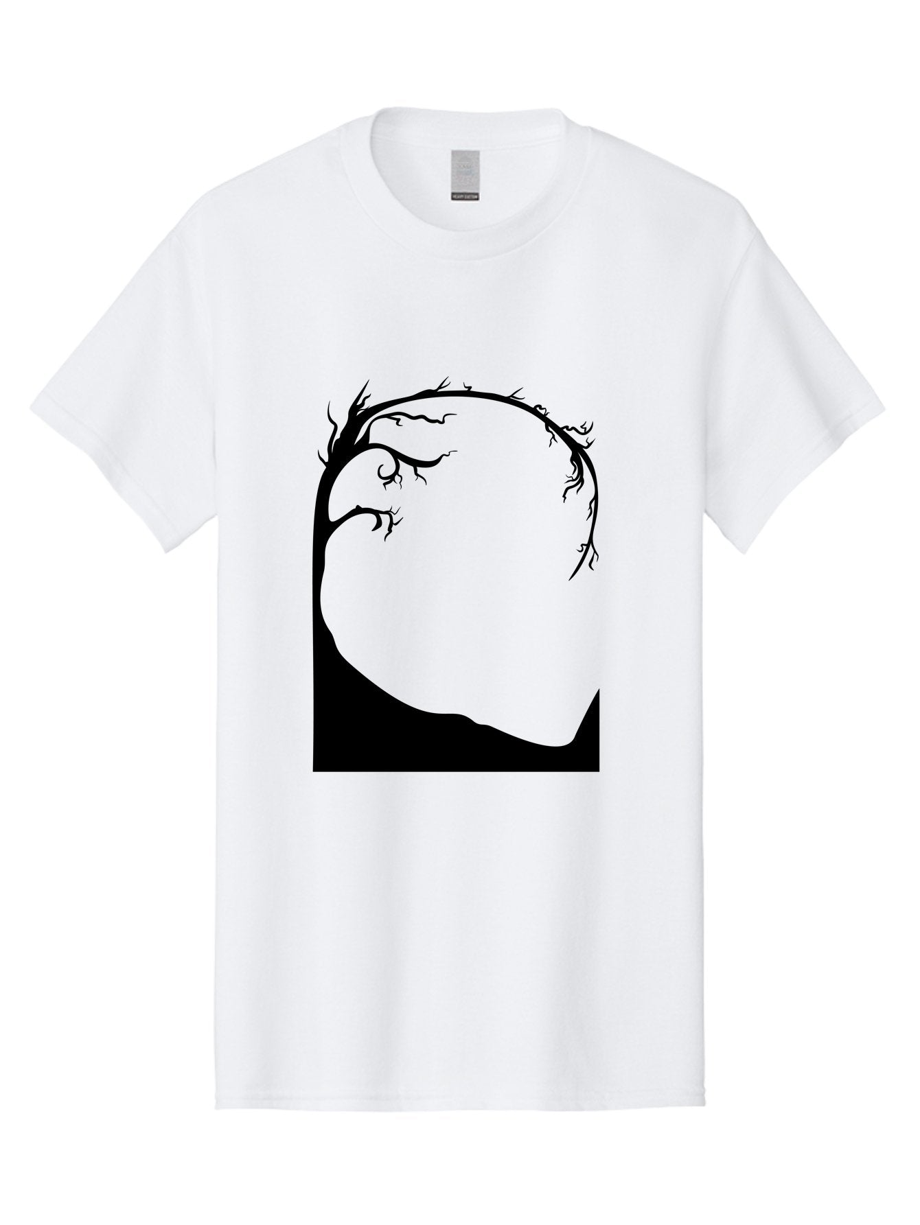 A-Tree-Silhouette Men'S Graphic Tee, 100% Cotton, Comfortable Casual Summer Wear, Machine Washable, Twisted Tree Branches, Bare Tree Silhouette, Abstract Tree Design, Minimalist Art, Black Tree On Green, Surreal Landscape, Eerie Atmosphere Aab190 10