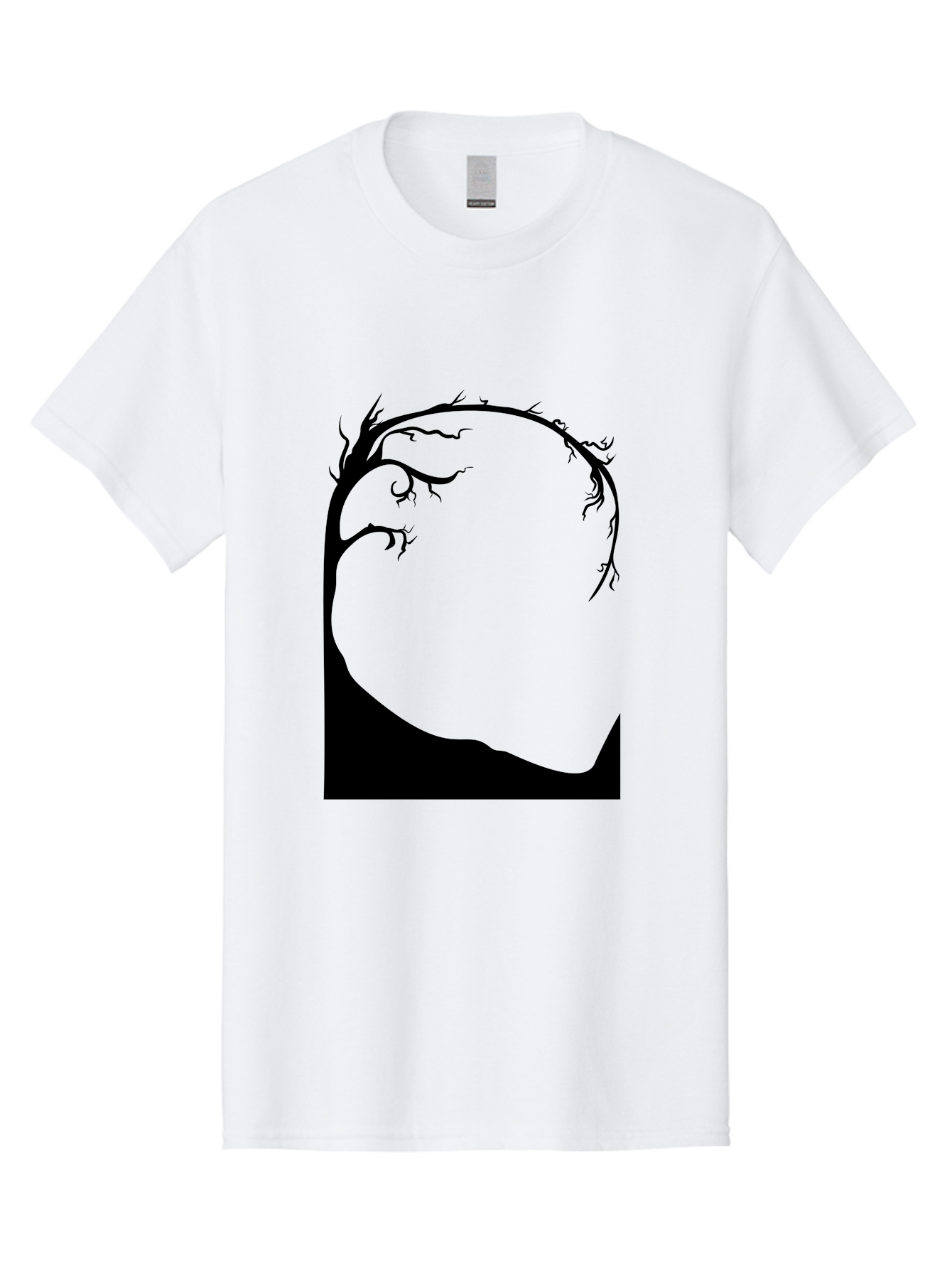 A-Tree-Silhouette Men'S Graphic Tee, 100% Cotton, Comfortable Casual Summer Wear, Machine Washable, Twisted Tree Branches, Bare Tree Silhouette, Abstract Tree Design, Minimalist Art, Black Tree On Green, Surreal Landscape, Eerie Atmosphere Aab190 27