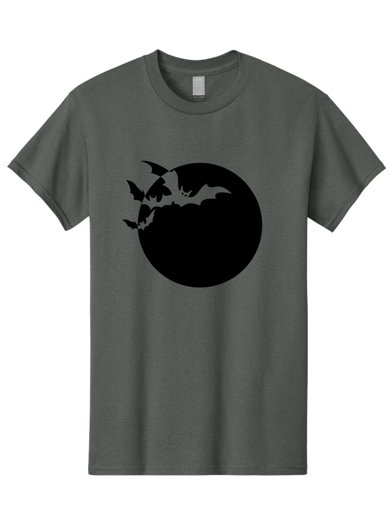 Bats-Flying-Around-Moon Men'S Graphic Tee, 100% Cotton, Comfortable Casual Summer Wear, Machine Washable, Black Bats, Flying Creatures, Dark Silhouettes, Spooky Atmosphere, Halloween Theme, Mystical Night, Winged Animals, Eerie Ambiance Aab195