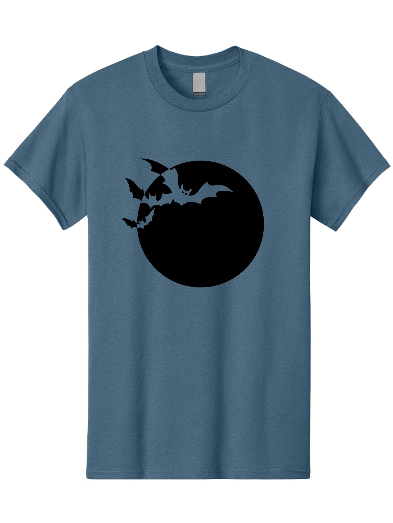 Bats-Flying-Around-Moon Men'S Graphic Tee, 100% Cotton, Comfortable Casual Summer Wear, Machine Washable, Black Bats, Flying Creatures, Dark Silhouettes, Spooky Atmosphere, Halloween Theme, Mystical Night, Winged Animals, Eerie Ambiance Aab195 6