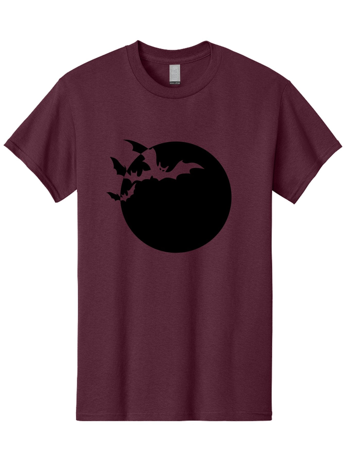 Bats-Flying-Around-Moon Men'S Graphic Tee, 100% Cotton, Comfortable Casual Summer Wear, Machine Washable, Black Bats, Flying Creatures, Dark Silhouettes, Spooky Atmosphere, Halloween Theme, Mystical Night, Winged Animals, Eerie Ambiance Aab195 14