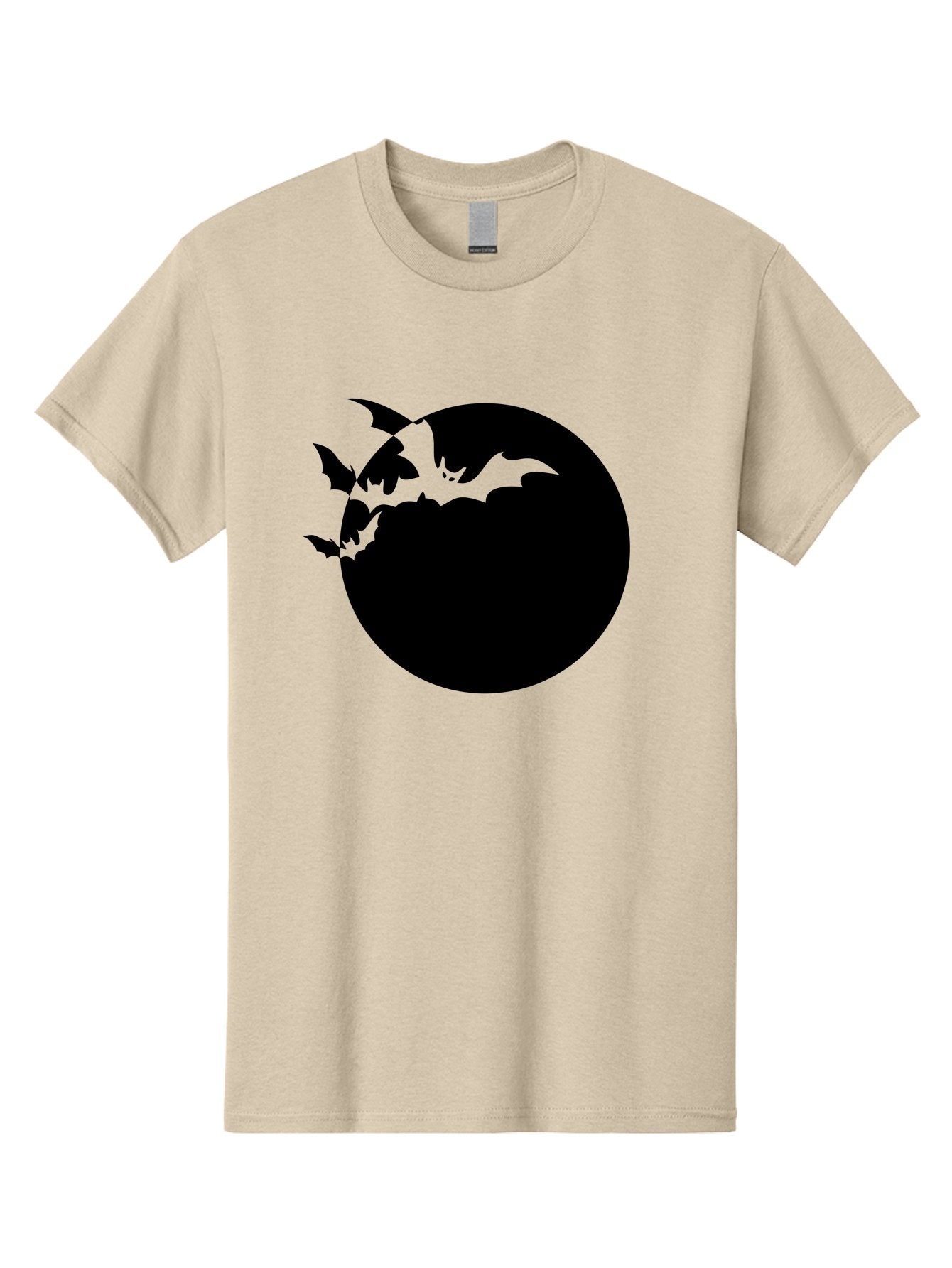 Bats-Flying-Around-Moon Men'S Graphic Tee, 100% Cotton, Comfortable Casual Summer Wear, Machine Washable, Black Bats, Flying Creatures, Dark Silhouettes, Spooky Atmosphere, Halloween Theme, Mystical Night, Winged Animals, Eerie Ambiance Aab195 12