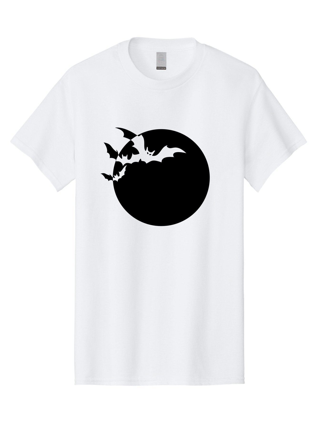 Bats-Flying-Around-Moon Men'S Graphic Tee, 100% Cotton, Comfortable Casual Summer Wear, Machine Washable, Black Bats, Flying Creatures, Dark Silhouettes, Spooky Atmosphere, Halloween Theme, Mystical Night, Winged Animals, Eerie Ambiance Aab195 10