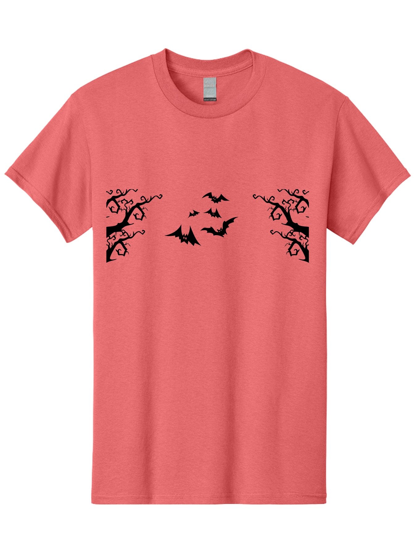 Bats-Flying-Between-Trees Men'S Graphic Tee, 100% Cotton, Comfortable Casual Summer Wear, Machine Washable, Halloween Bats, Flying Bats, Spooky Trees, Twisted Branches, Gothic Atmosphere, Dark Silhouettes, Haunted Woods, Flying Creatures Aab196