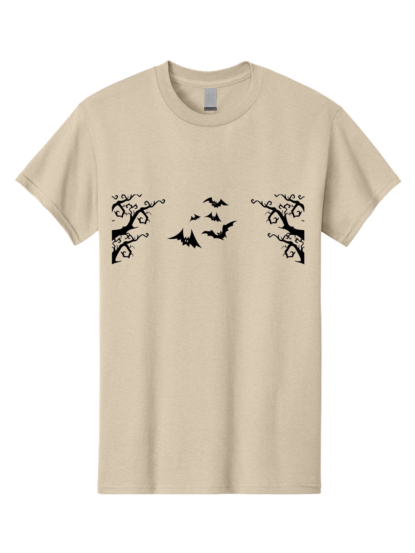 Bats-Flying-Between-Trees Men'S Graphic Tee, 100% Cotton, Comfortable Casual Summer Wear, Machine Washable, Halloween Bats, Flying Bats, Spooky Trees, Twisted Branches, Gothic Atmosphere, Dark Silhouettes, Haunted Woods, Flying Creatures Aab196 13