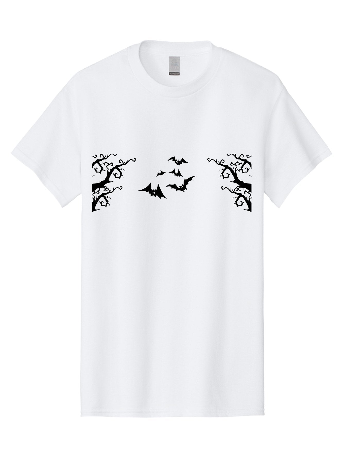 Bats-Flying-Between-Trees Men'S Graphic Tee, 100% Cotton, Comfortable Casual Summer Wear, Machine Washable, Halloween Bats, Flying Bats, Spooky Trees, Twisted Branches, Gothic Atmosphere, Dark Silhouettes, Haunted Woods, Flying Creatures Aab196 5