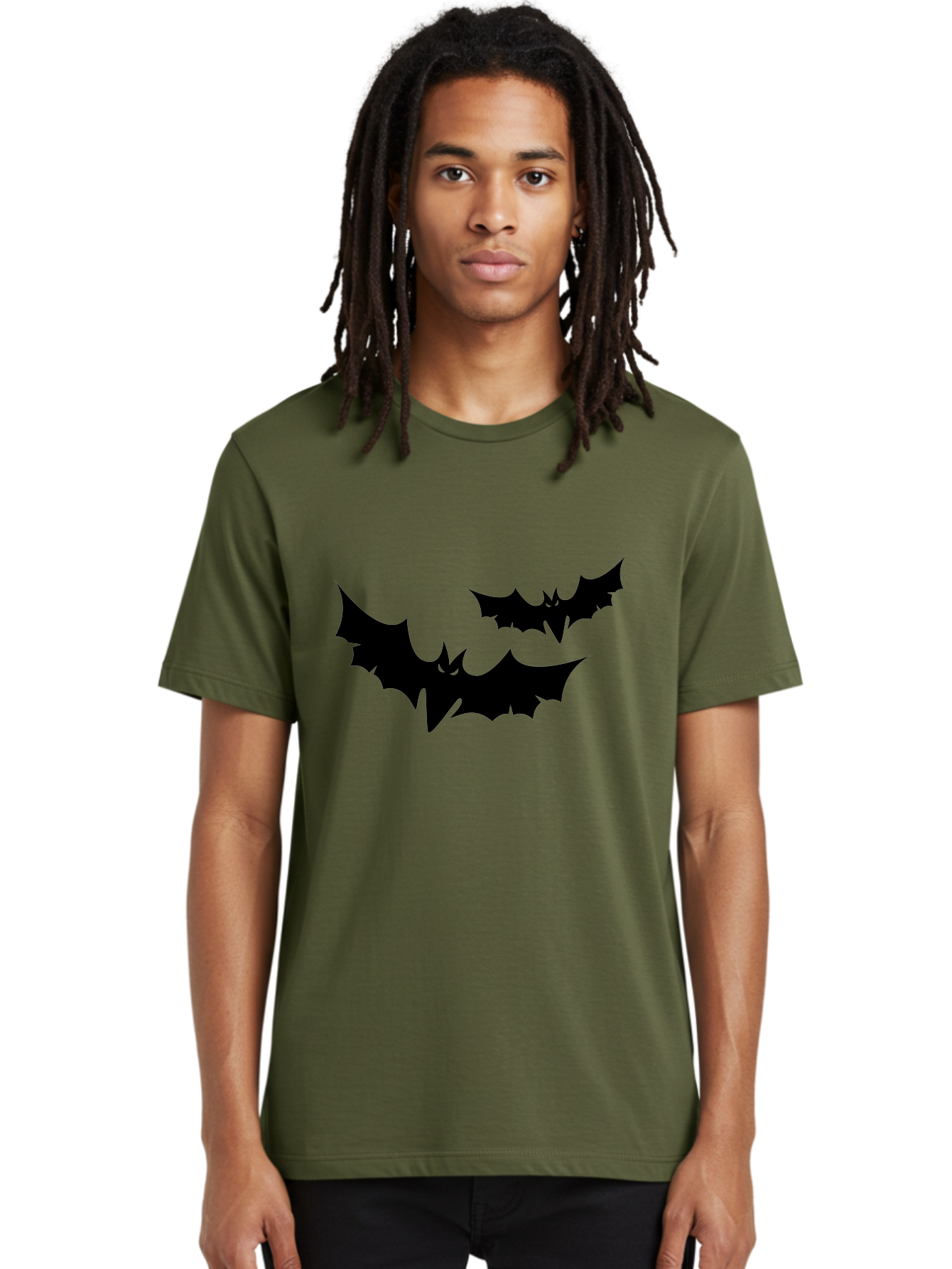 Black-Bats Men'S Graphic Tee, 100% Cotton, Comfortable Casual Summer Wear, Machine Washable, Halloween Bats, Black Bats, Bat Silhouettes, Spooky Decor, Halloween Decorations, Flying Bats, Halloween Theme Aab201 16