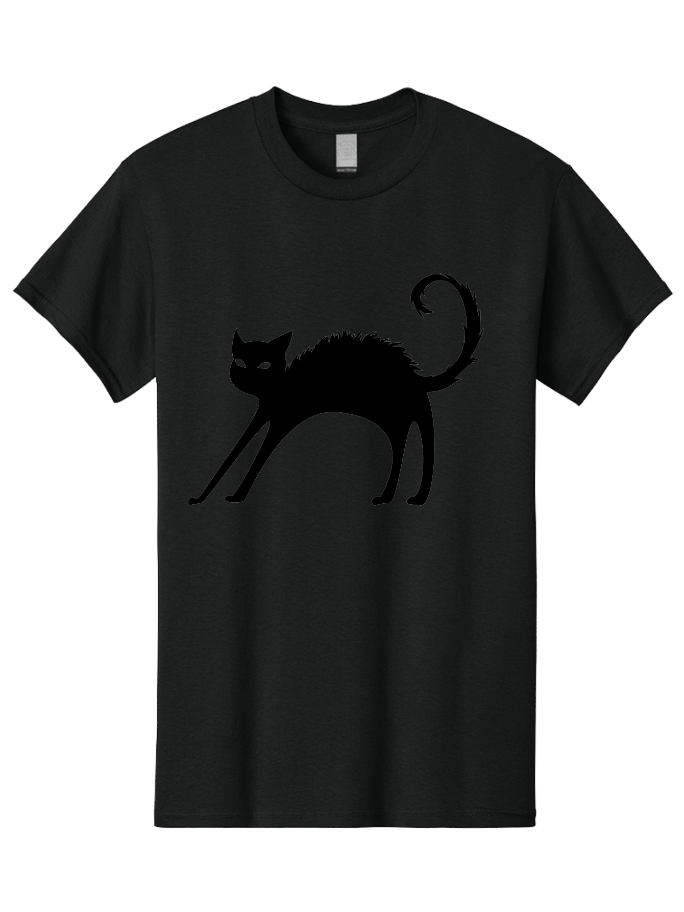 Black-Cat-Silhouette-1 Men'S Graphic Tee, 100% Cotton, Comfortable Casual Summer Wear, Machine Washable, Black Cat Silhouette, Spooky Cat, Halloween Symbol, Mysterious Animal, Glowing Eyes, Feline Silhouette, Mystical Creature, Aab202