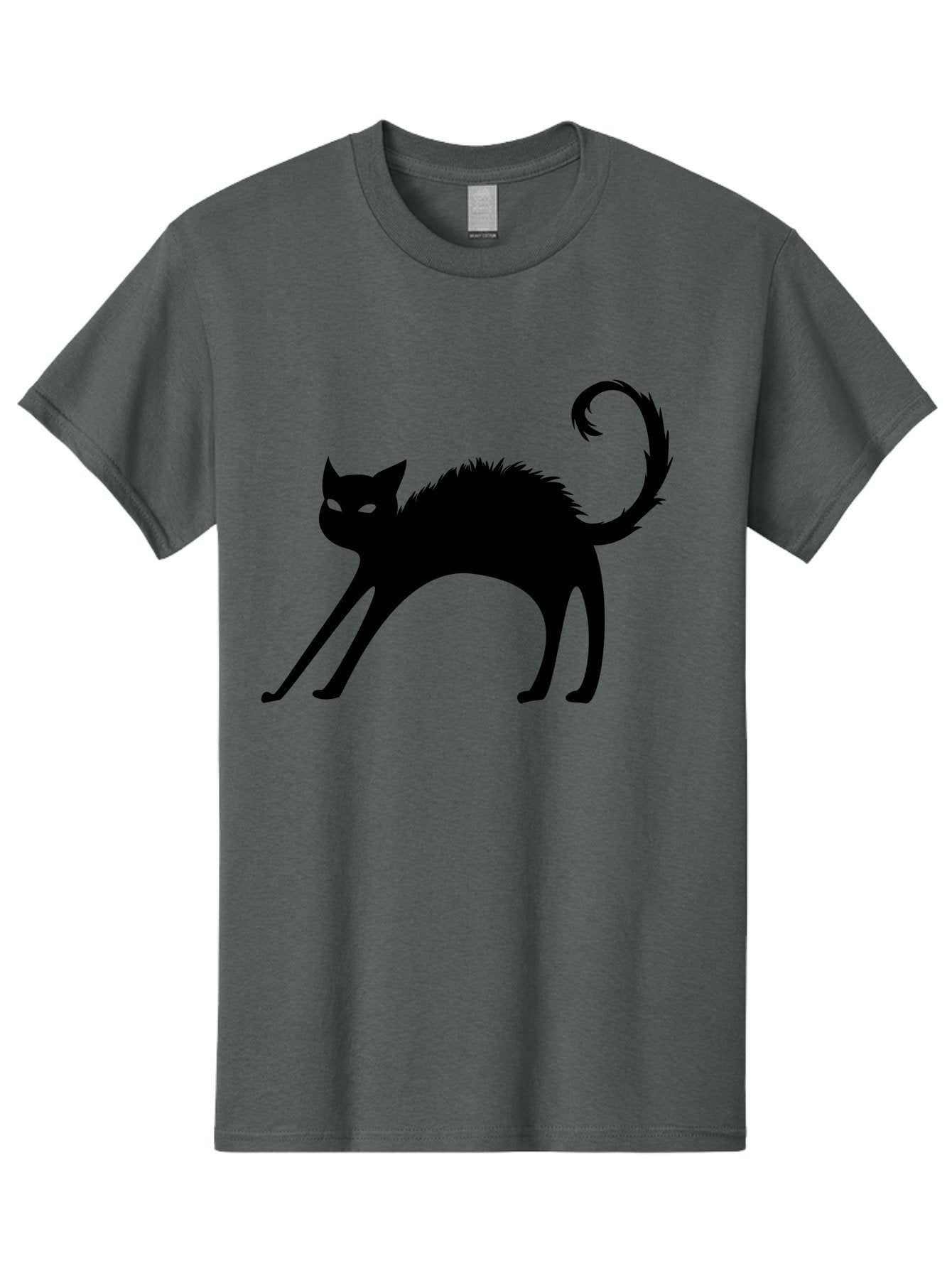 Black-Cat-Silhouette-1 Men'S Graphic Tee, 100% Cotton, Comfortable Casual Summer Wear, Machine Washable, Black Cat Silhouette, Spooky Cat, Halloween Symbol, Mysterious Animal, Glowing Eyes, Feline Silhouette, Mystical Creature, Aab202 3