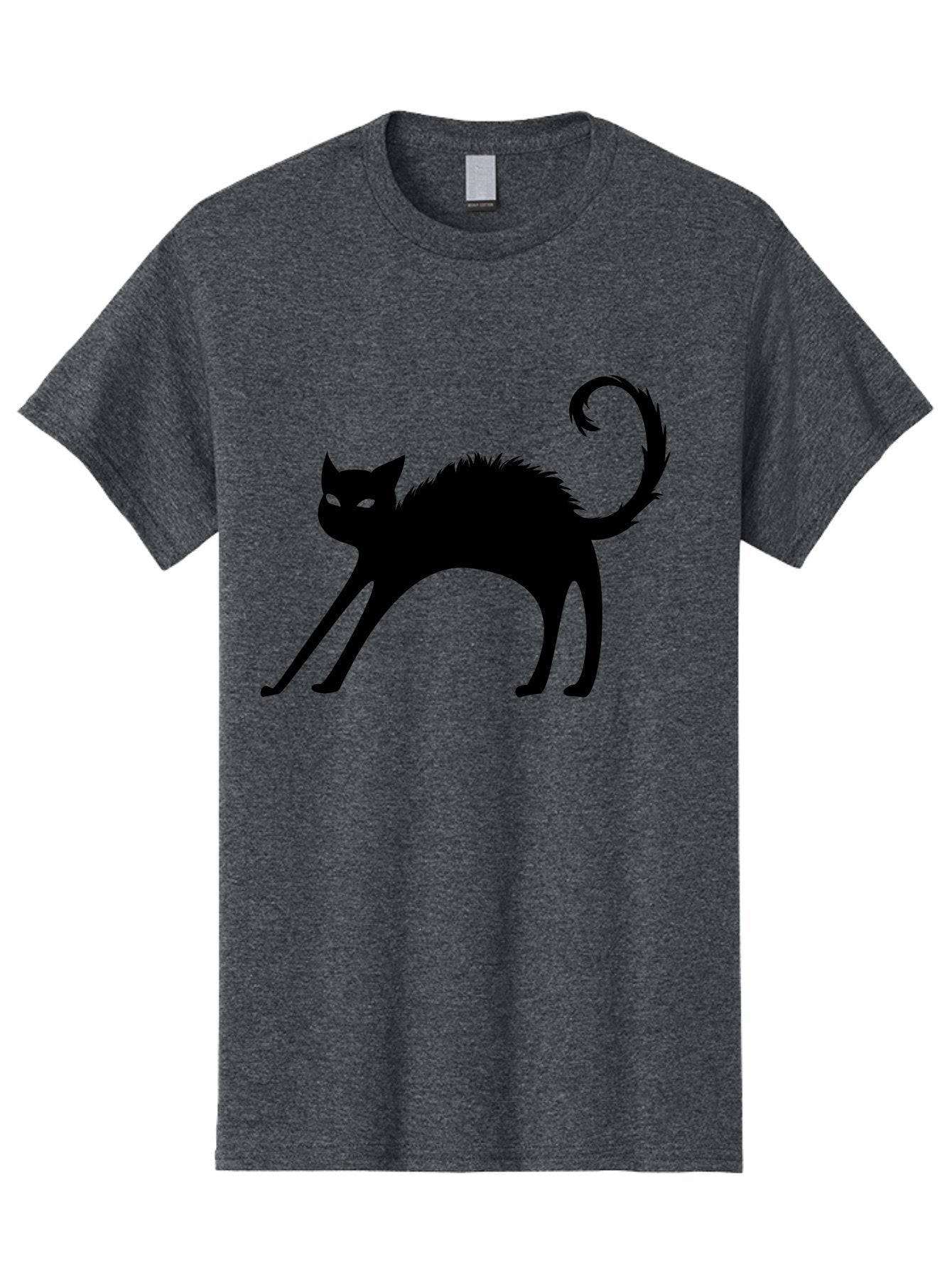 Black-Cat-Silhouette-1 Men'S Graphic Tee, 100% Cotton, Comfortable Casual Summer Wear, Machine Washable, Black Cat Silhouette, Spooky Cat, Halloween Symbol, Mysterious Animal, Glowing Eyes, Feline Silhouette, Mystical Creature, Aab202 7