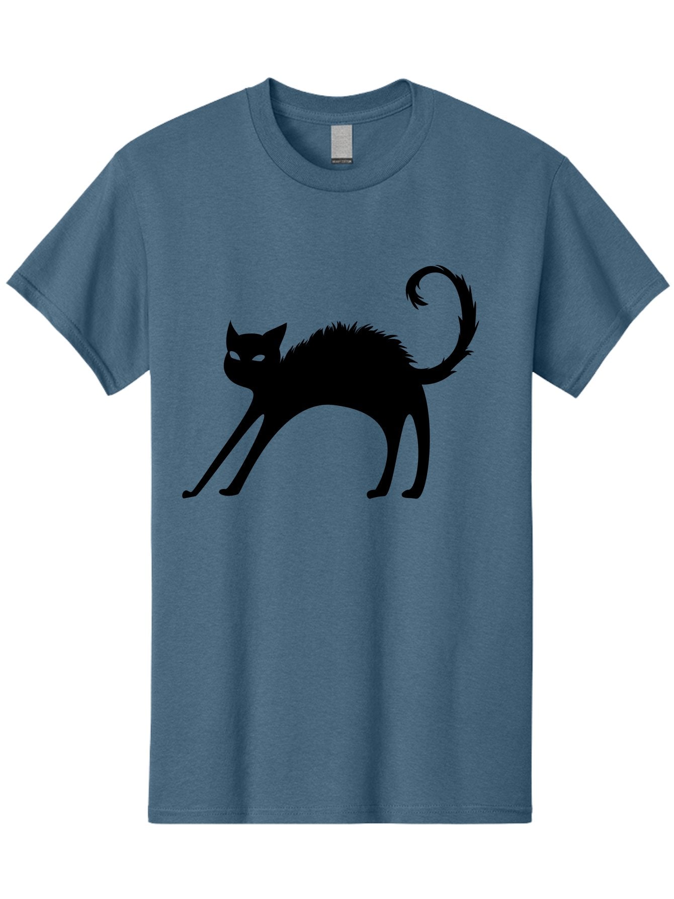 Black-Cat-Silhouette-1 Men'S Graphic Tee, 100% Cotton, Comfortable Casual Summer Wear, Machine Washable, Black Cat Silhouette, Spooky Cat, Halloween Symbol, Mysterious Animal, Glowing Eyes, Feline Silhouette, Mystical Creature, Aab202 14