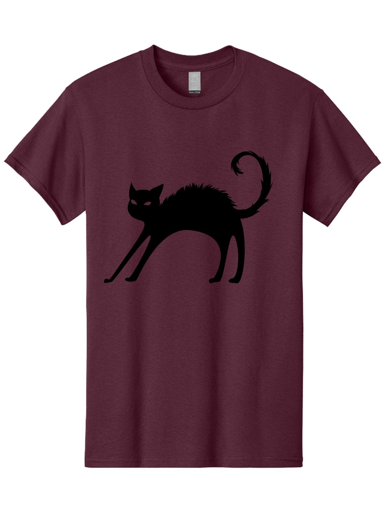 Black-Cat-Silhouette-1 Men'S Graphic Tee, 100% Cotton, Comfortable Casual Summer Wear, Machine Washable, Black Cat Silhouette, Spooky Cat, Halloween Symbol, Mysterious Animal, Glowing Eyes, Feline Silhouette, Mystical Creature, Aab202 10