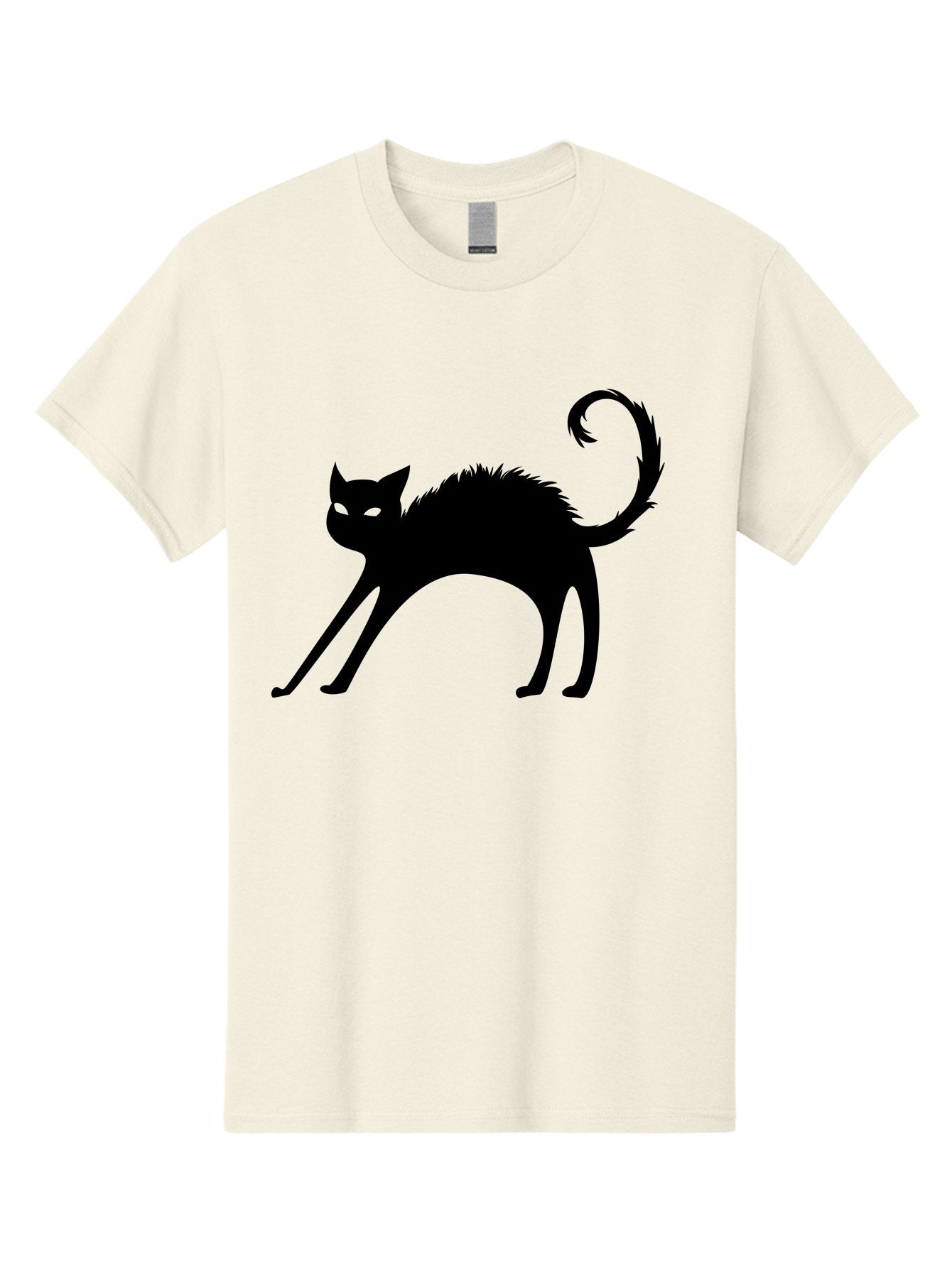 Black-Cat-Silhouette-1 Men'S Graphic Tee, 100% Cotton, Comfortable Casual Summer Wear, Machine Washable, Black Cat Silhouette, Spooky Cat, Halloween Symbol, Mysterious Animal, Glowing Eyes, Feline Silhouette, Mystical Creature, Aab202 6