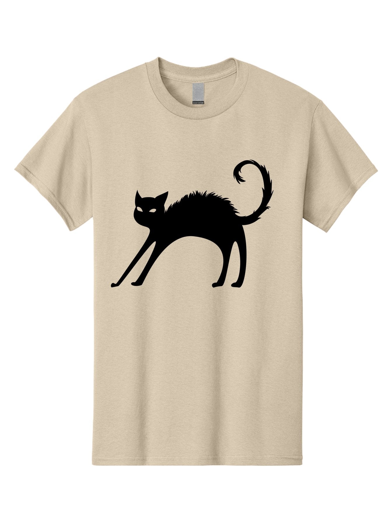 Black-Cat-Silhouette-1 Men'S Graphic Tee, 100% Cotton, Comfortable Casual Summer Wear, Machine Washable, Black Cat Silhouette, Spooky Cat, Halloween Symbol, Mysterious Animal, Glowing Eyes, Feline Silhouette, Mystical Creature, Aab202 8