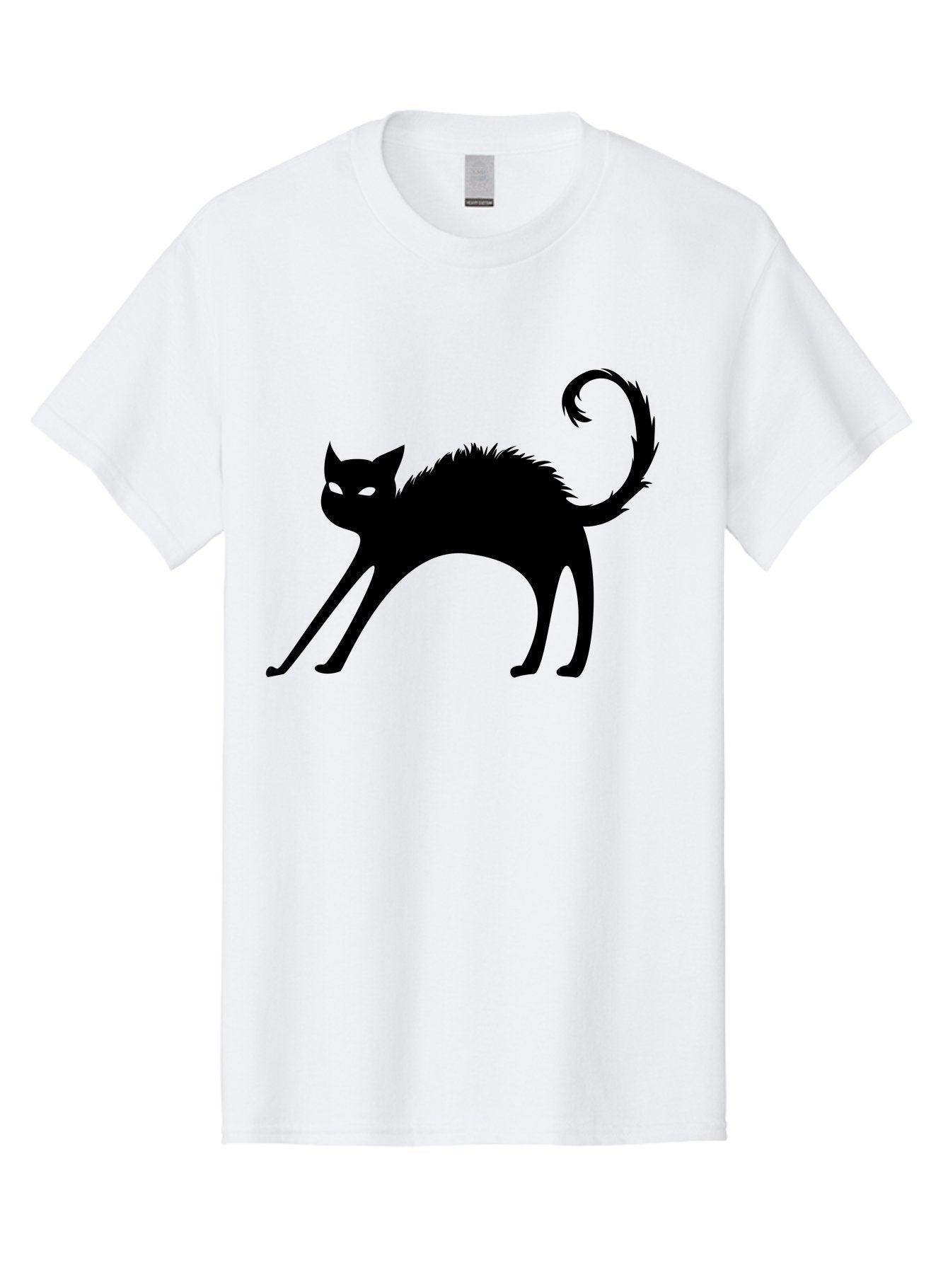 Black-Cat-Silhouette-1 Men'S Graphic Tee, 100% Cotton, Comfortable Casual Summer Wear, Machine Washable, Black Cat Silhouette, Spooky Cat, Halloween Symbol, Mysterious Animal, Glowing Eyes, Feline Silhouette, Mystical Creature, Aab202