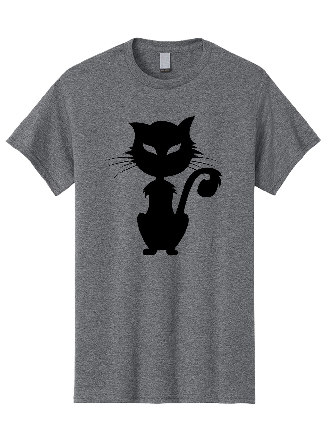 Black-Cat-Silhouette-2 Men'S Graphic Tee, 100% Cotton, Comfortable Casual Summer Wear, Machine Washable, Black Cat, Cat Silhouette, Feline Figure, Glowing Green Eyes, Mystical Cat, Cat Graphic, Spooky Cat, Mysterious Animal, Halloween Icon Aab203 10