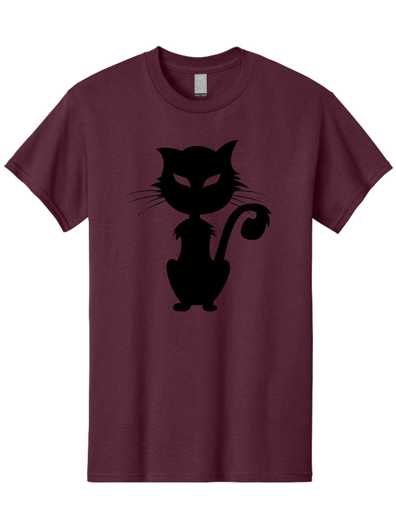 Black-Cat-Silhouette-2 Men'S Graphic Tee, 100% Cotton, Comfortable Casual Summer Wear, Machine Washable, Black Cat, Cat Silhouette, Feline Figure, Glowing Green Eyes, Mystical Cat, Cat Graphic, Spooky Cat, Mysterious Animal, Halloween Icon Aab203 14