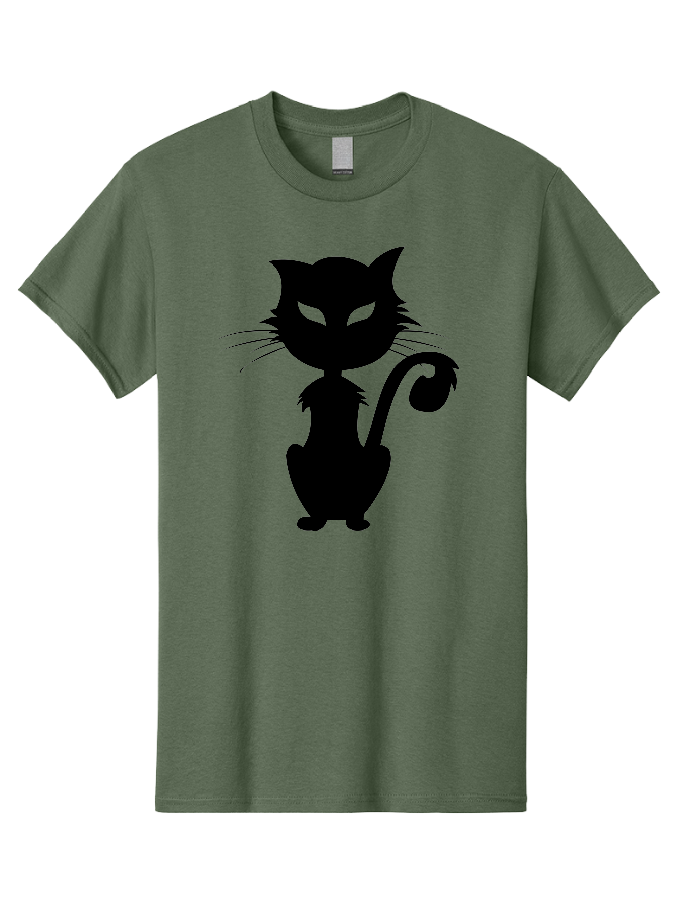 Black-Cat-Silhouette-2 Men'S Graphic Tee, 100% Cotton, Comfortable Casual Summer Wear, Machine Washable, Black Cat, Cat Silhouette, Feline Figure, Glowing Green Eyes, Mystical Cat, Cat Graphic, Spooky Cat, Mysterious Animal, Halloween Icon Aab203 5