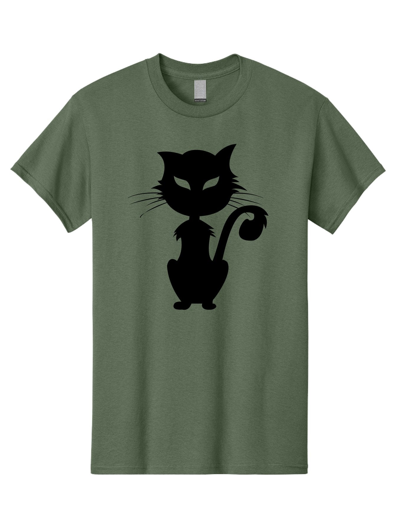 Black-Cat-Silhouette-2 Men'S Graphic Tee, 100% Cotton, Comfortable Casual Summer Wear, Machine Washable, Black Cat, Cat Silhouette, Feline Figure, Glowing Green Eyes, Mystical Cat, Cat Graphic, Spooky Cat, Mysterious Animal, Halloween Icon Aab203 12