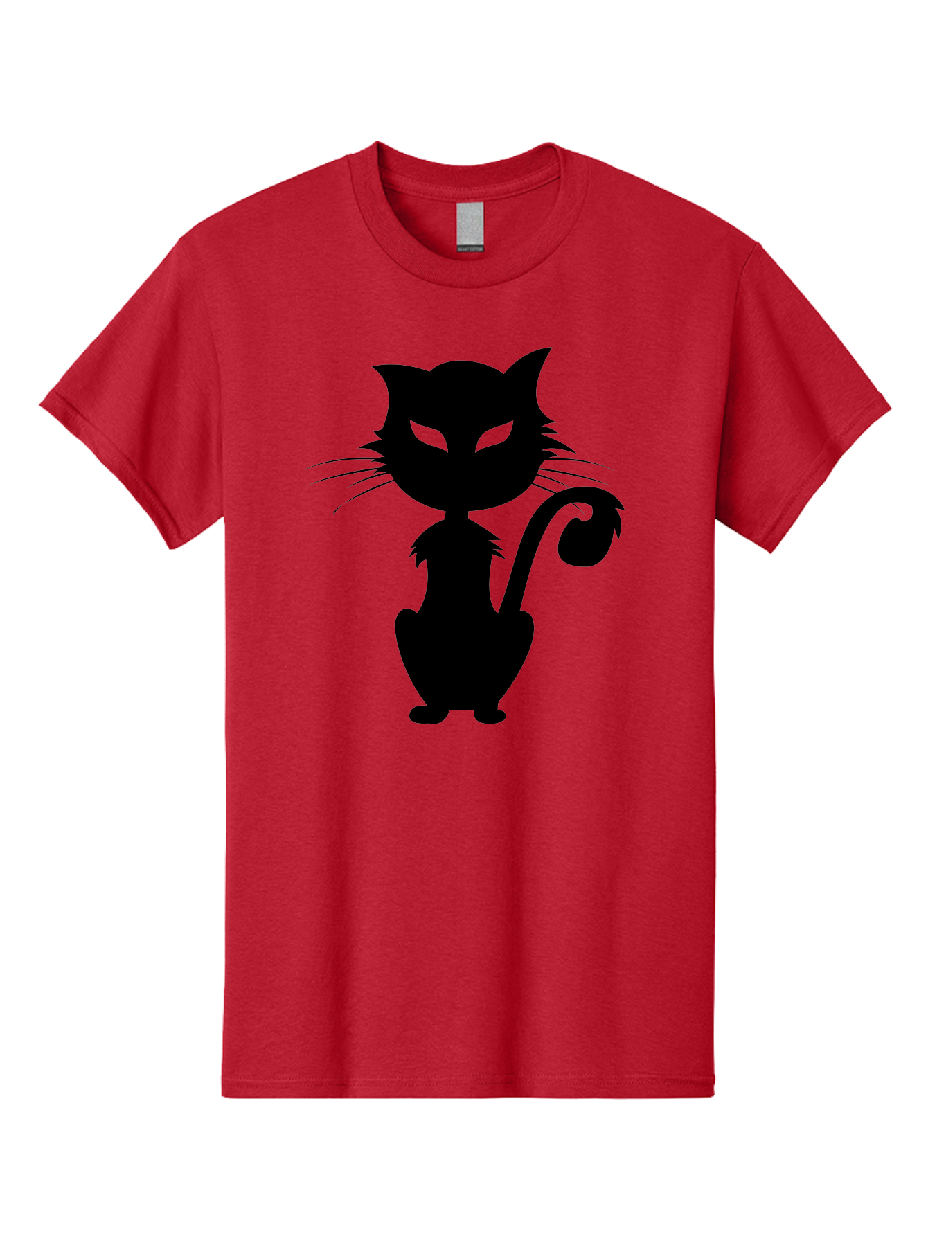 Black-Cat-Silhouette-2 Men'S Graphic Tee, 100% Cotton, Comfortable Casual Summer Wear, Machine Washable, Black Cat, Cat Silhouette, Feline Figure, Glowing Green Eyes, Mystical Cat, Cat Graphic, Spooky Cat, Mysterious Animal, Halloween Icon Aab203 23