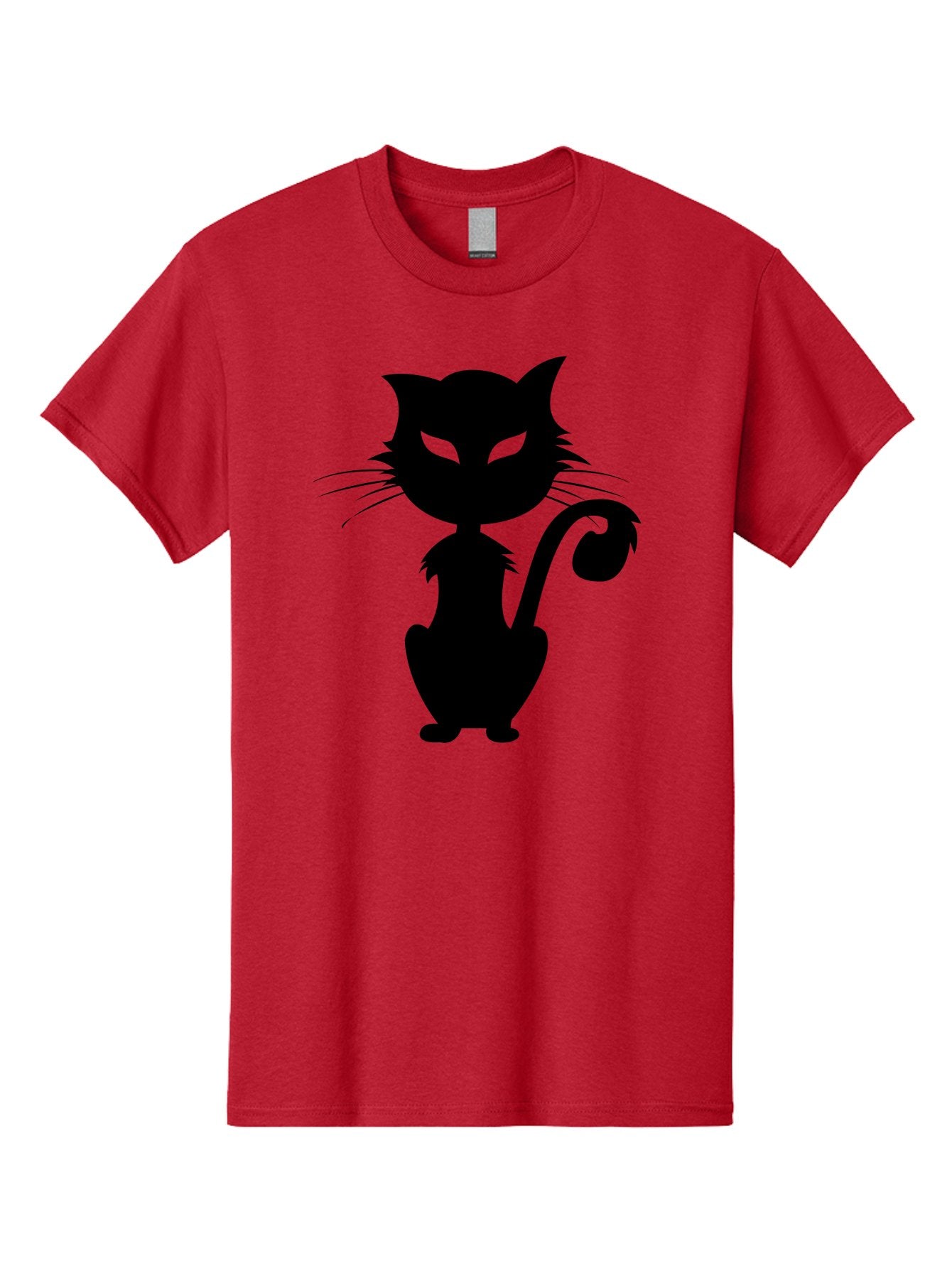 Black-Cat-Silhouette-2 Men'S Graphic Tee, 100% Cotton, Comfortable Casual Summer Wear, Machine Washable, Black Cat, Cat Silhouette, Feline Figure, Glowing Green Eyes, Mystical Cat, Cat Graphic, Spooky Cat, Mysterious Animal, Halloween Icon Aab203 4
