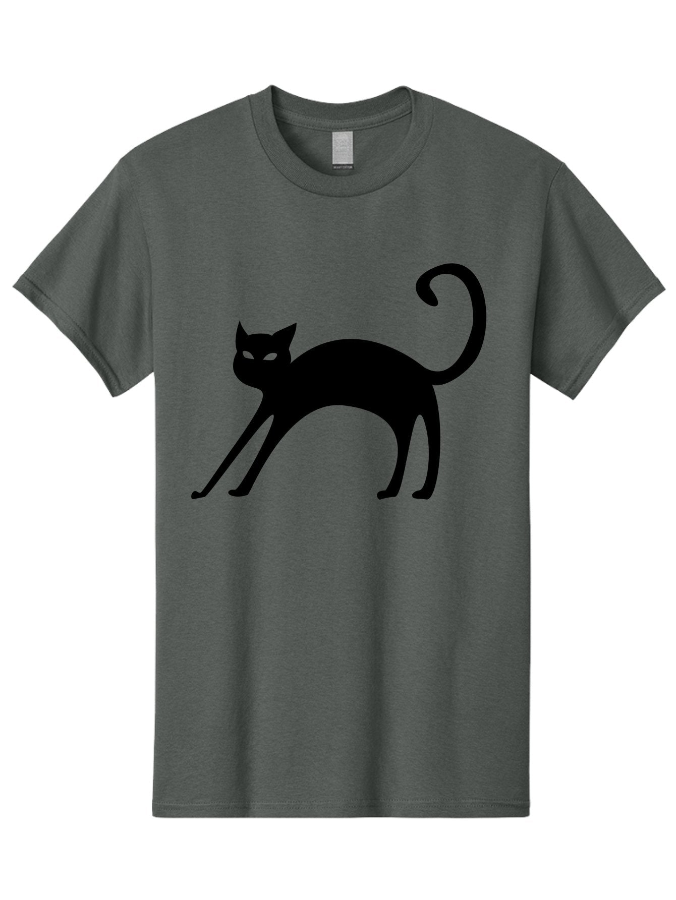 Black-Cat-Silhouette Men'S Graphic Tee, 100% Cotton, Comfortable Casual Summer Wear, Machine Washable, Black Cat Silhouette, Mysterious Eyes, Glowing Green Eyes, Feline Figure, Spooky Atmosphere, Halloween Icon, Cat Illustration, Aab204 10