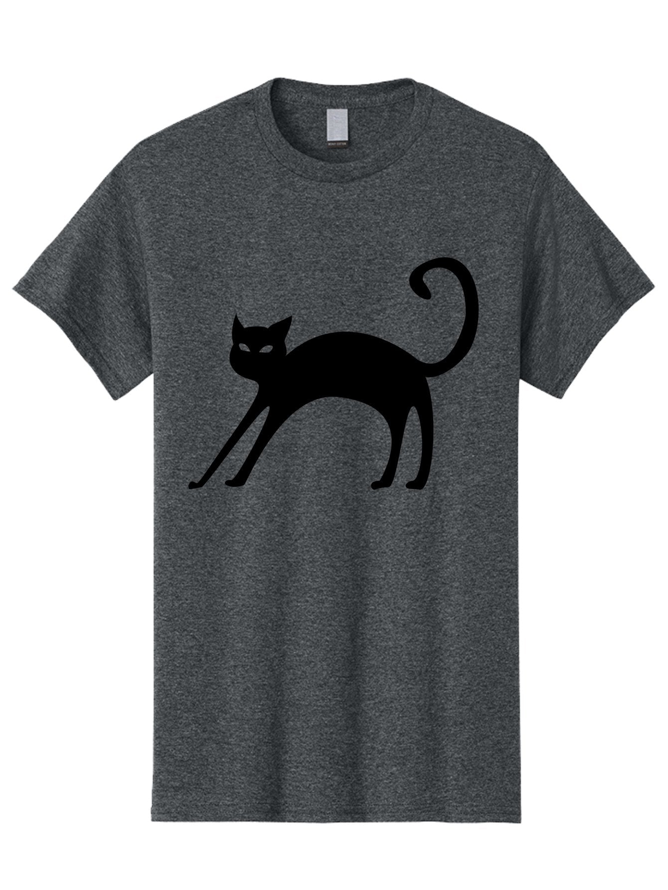 Black-Cat-Silhouette Men'S Graphic Tee, 100% Cotton, Comfortable Casual Summer Wear, Machine Washable, Black Cat Silhouette, Mysterious Eyes, Glowing Green Eyes, Feline Figure, Spooky Atmosphere, Halloween Icon, Cat Illustration, Aab204 4