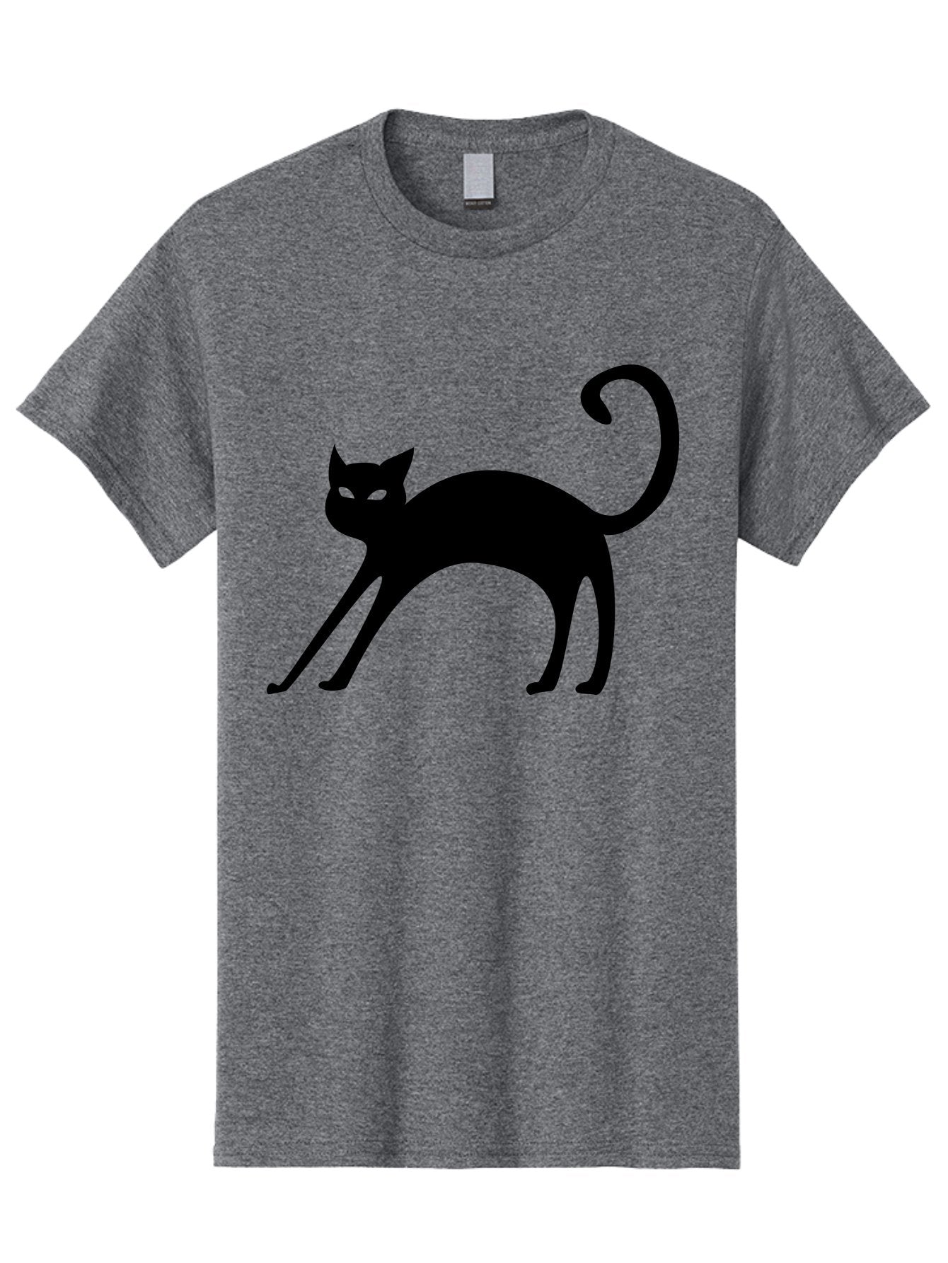 Black-Cat-Silhouette Men'S Graphic Tee, 100% Cotton, Comfortable Casual Summer Wear, Machine Washable, Black Cat Silhouette, Mysterious Eyes, Glowing Green Eyes, Feline Figure, Spooky Atmosphere, Halloween Icon, Cat Illustration, Aab204 7