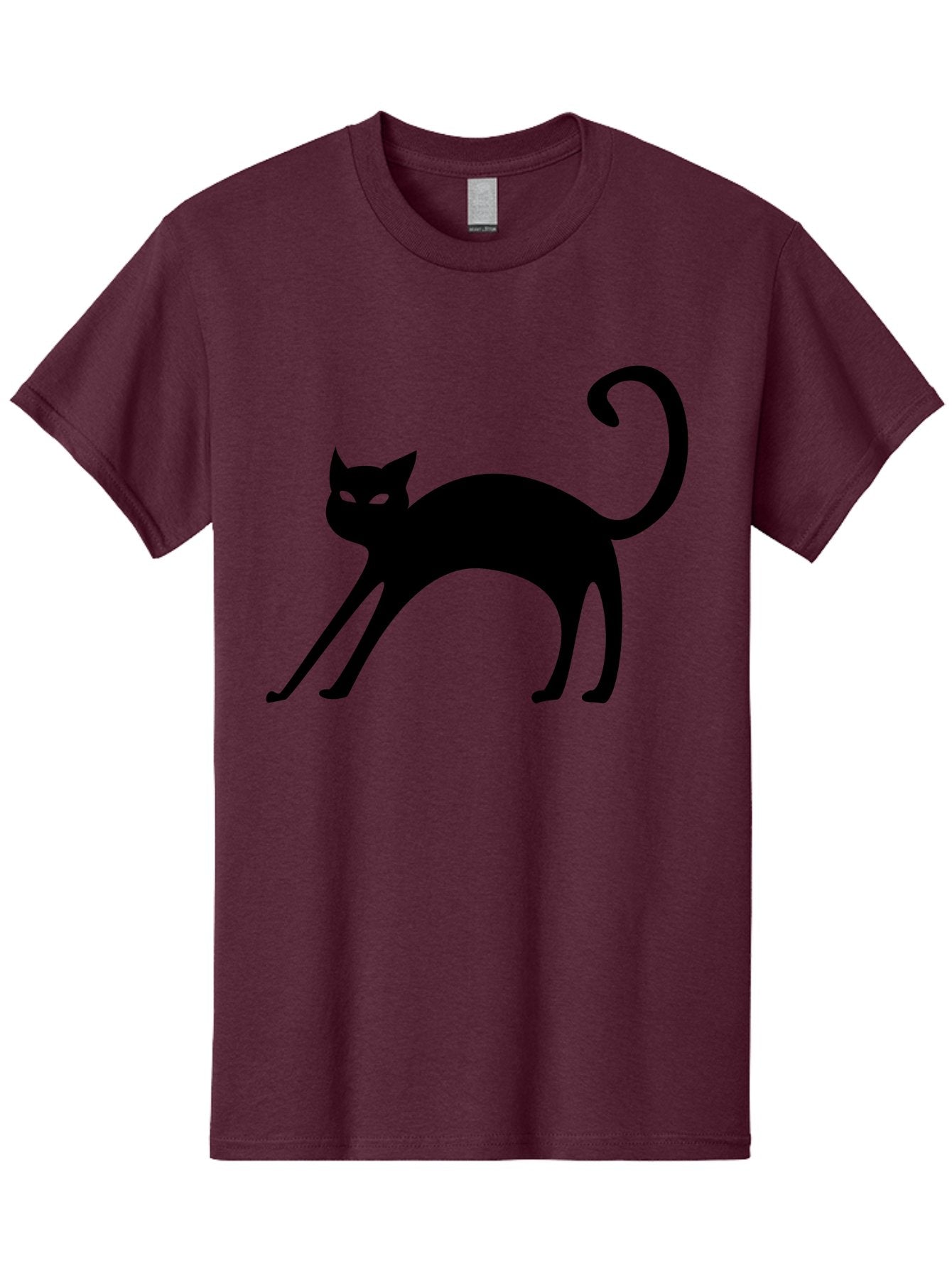 Black-Cat-Silhouette Men'S Graphic Tee, 100% Cotton, Comfortable Casual Summer Wear, Machine Washable, Black Cat Silhouette, Mysterious Eyes, Glowing Green Eyes, Feline Figure, Spooky Atmosphere, Halloween Icon, Cat Illustration, Aab204 8