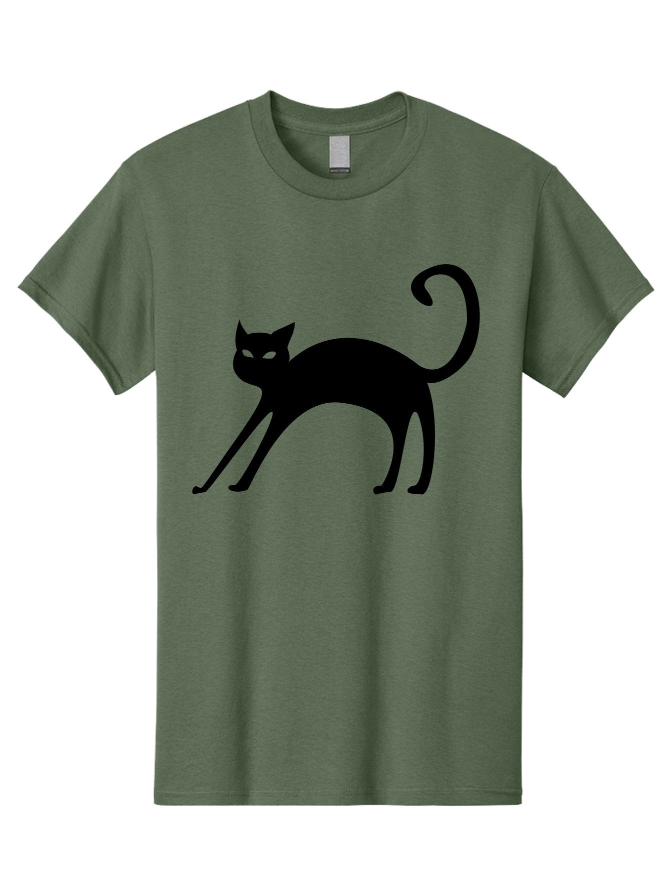 Black-Cat-Silhouette Men'S Graphic Tee, 100% Cotton, Comfortable Casual Summer Wear, Machine Washable, Black Cat Silhouette, Mysterious Eyes, Glowing Green Eyes, Feline Figure, Spooky Atmosphere, Halloween Icon, Cat Illustration, Aab204 5
