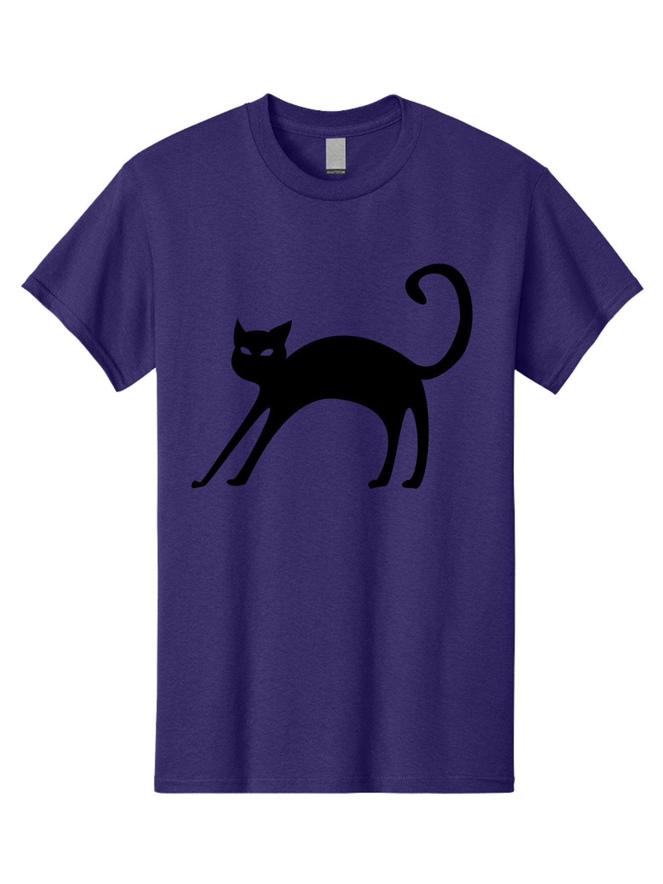 Black-Cat-Silhouette Men'S Graphic Tee, 100% Cotton, Comfortable Casual Summer Wear, Machine Washable, Black Cat Silhouette, Mysterious Eyes, Glowing Green Eyes, Feline Figure, Spooky Atmosphere, Halloween Icon, Cat Illustration, Aab204 6
